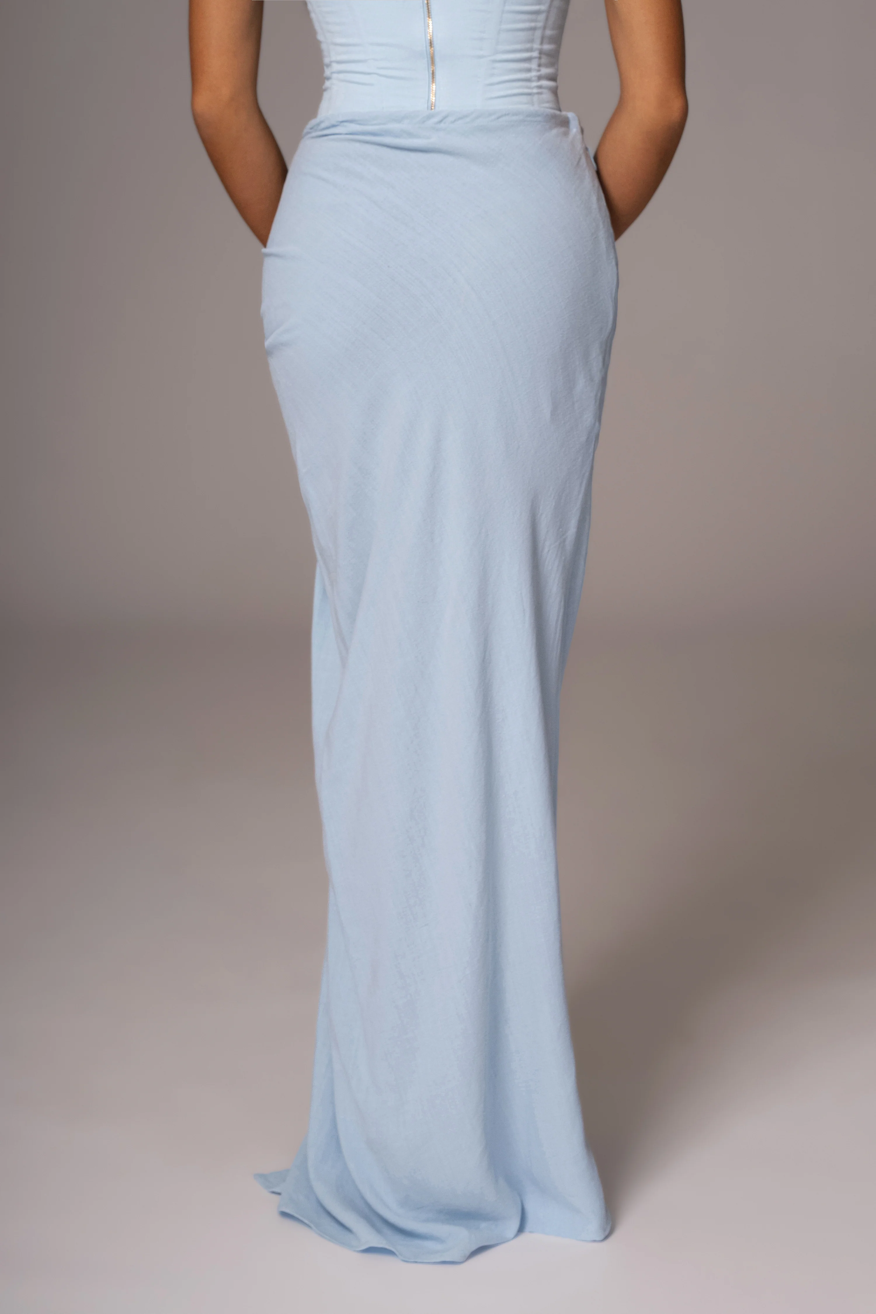 Sky Blue Noelia Linen Slit Skirt - Image 7
