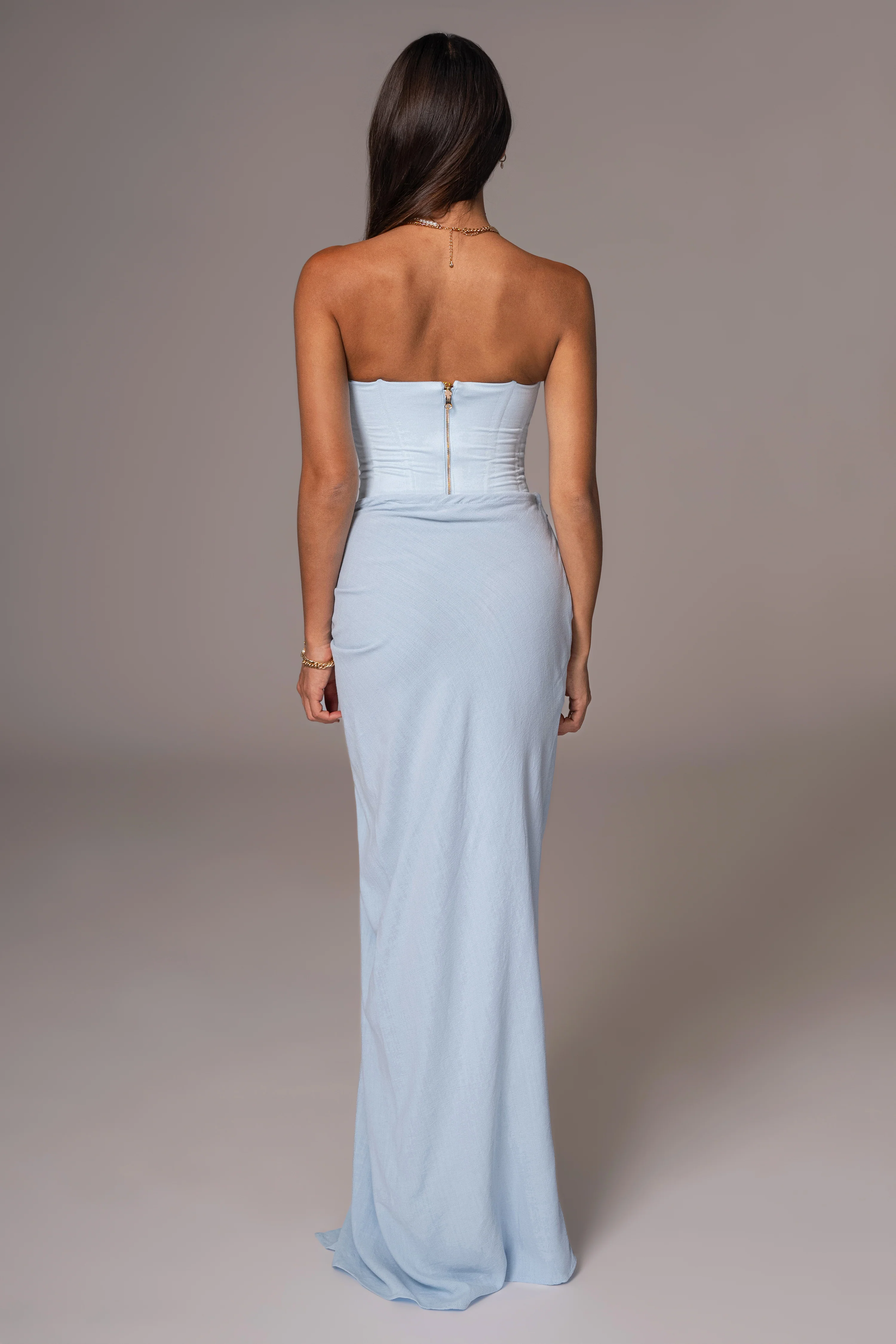 Sky Blue Noelia Linen Slit Skirt - Image 8