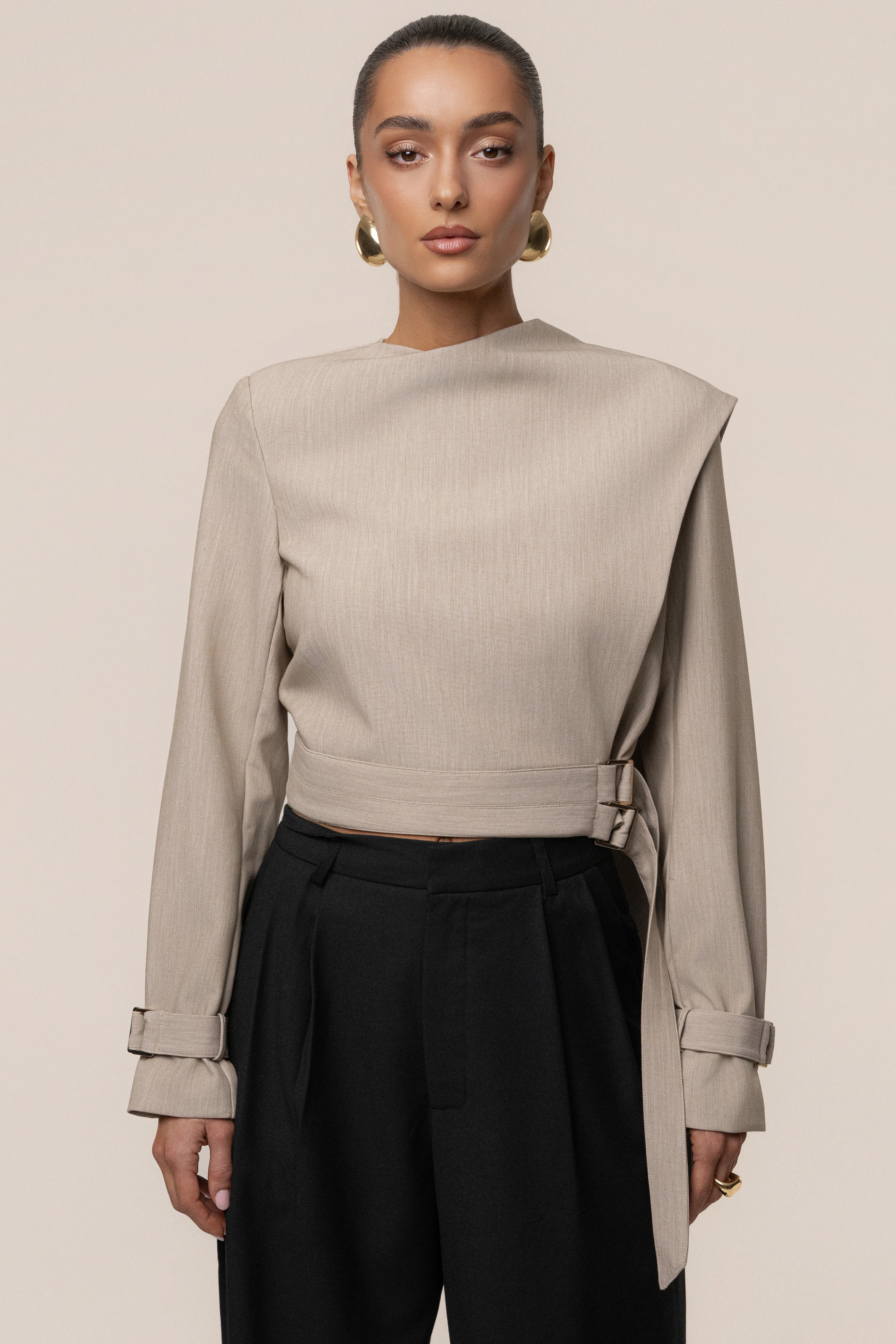 Stone Aligned Scarf Top - Image 11