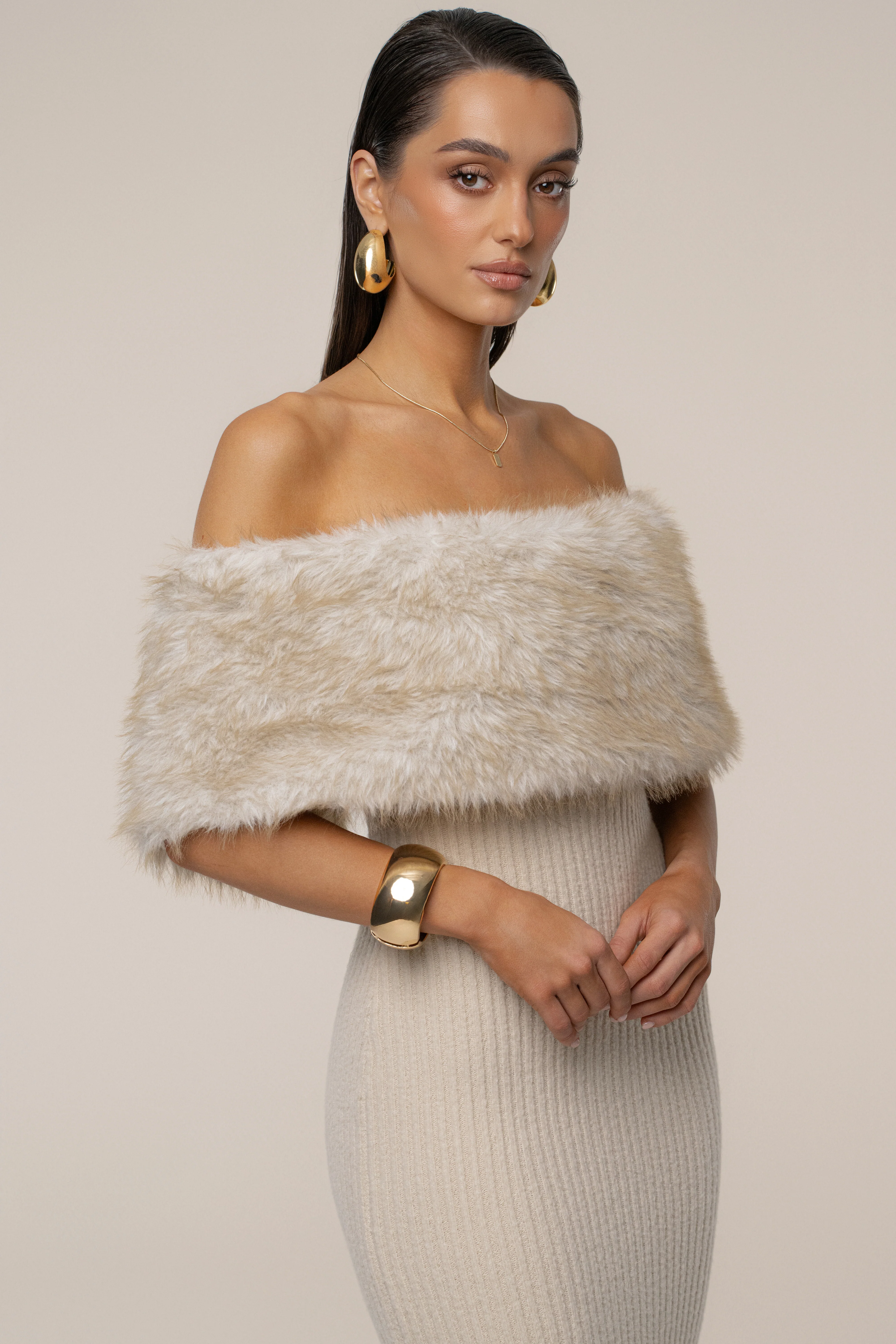 Stone Aspen Hour Faux Fur Dress - Image 10