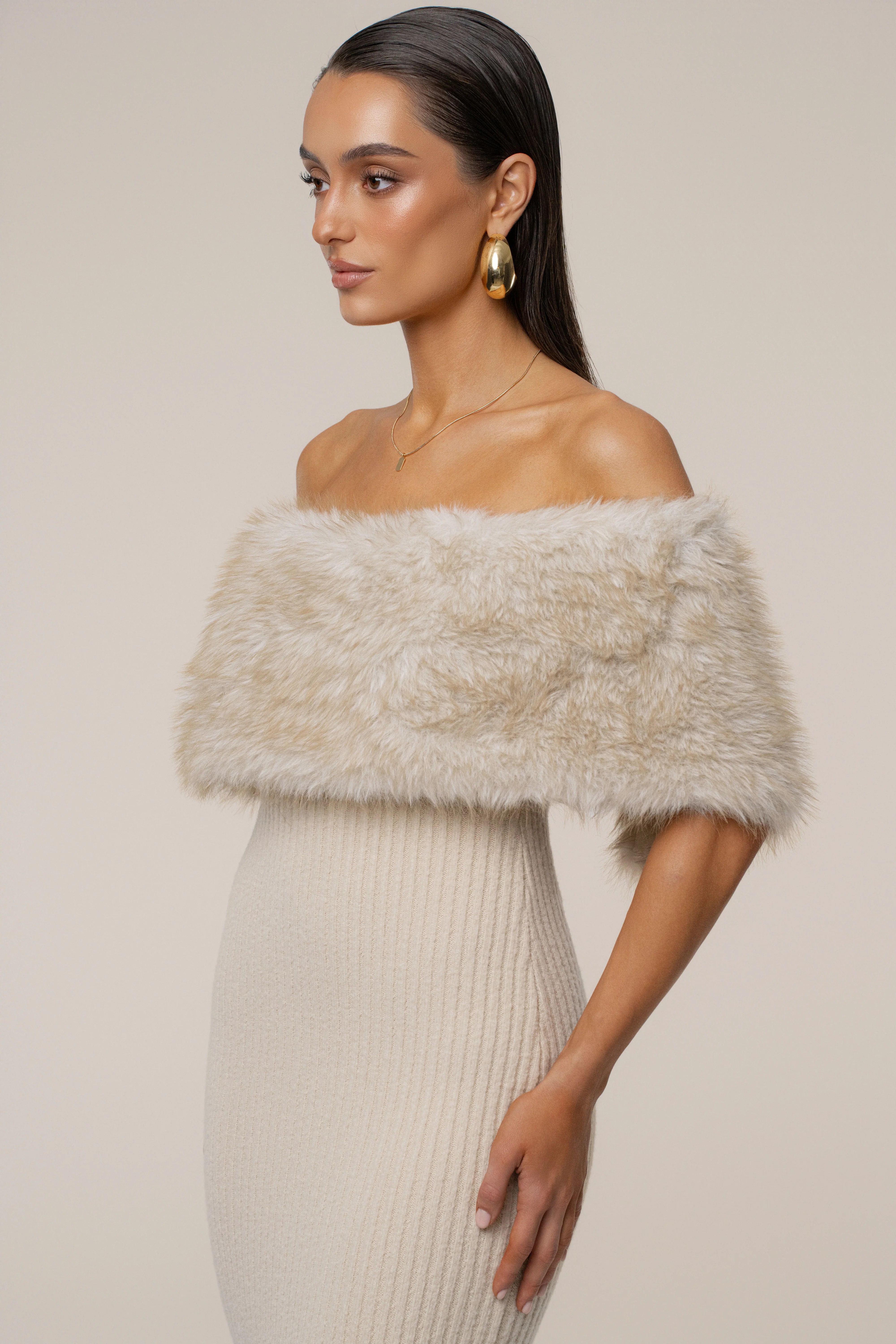Stone Aspen Hour Faux Fur Dress - Image 12