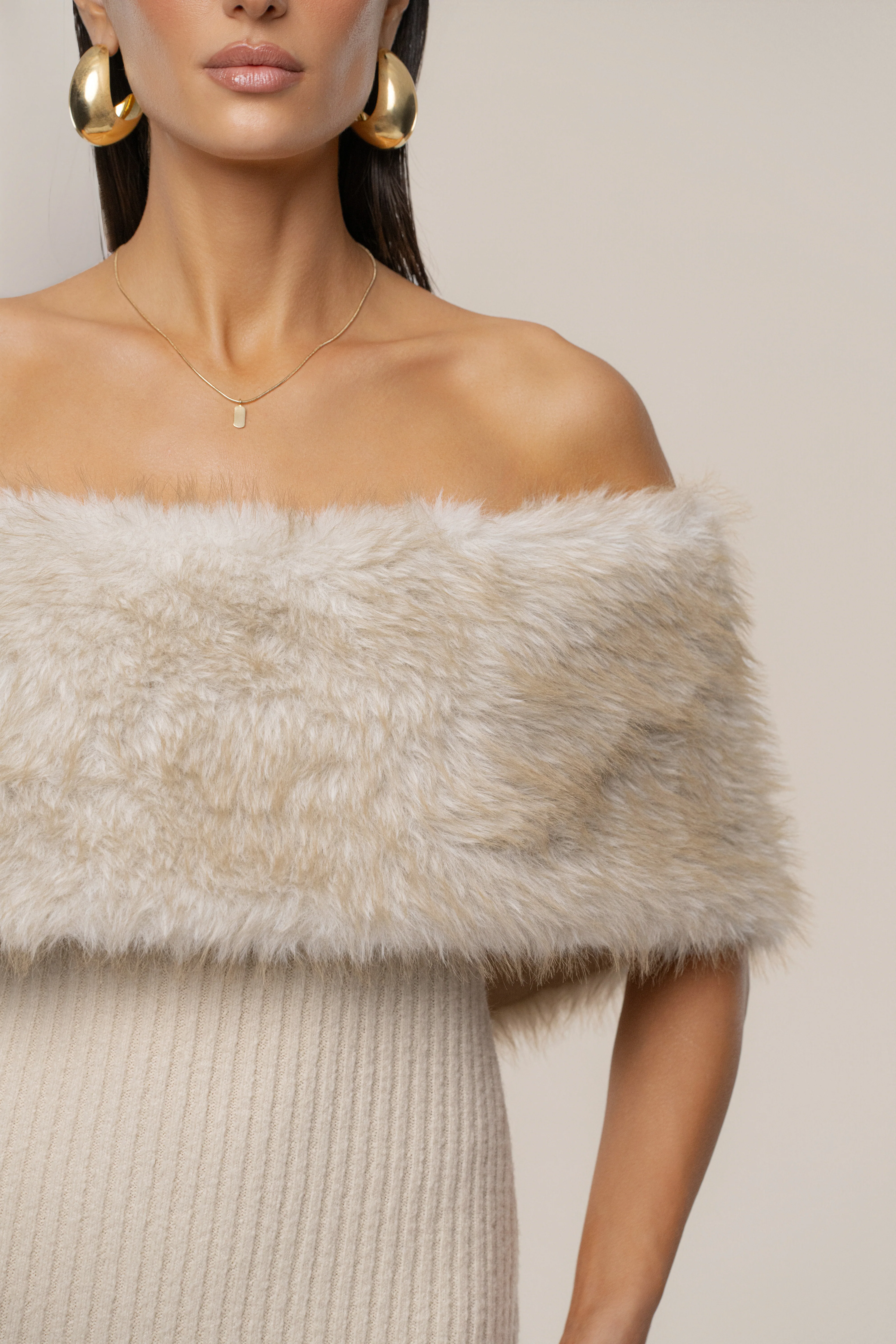 Stone Aspen Hour Faux Fur Dress - Image 16