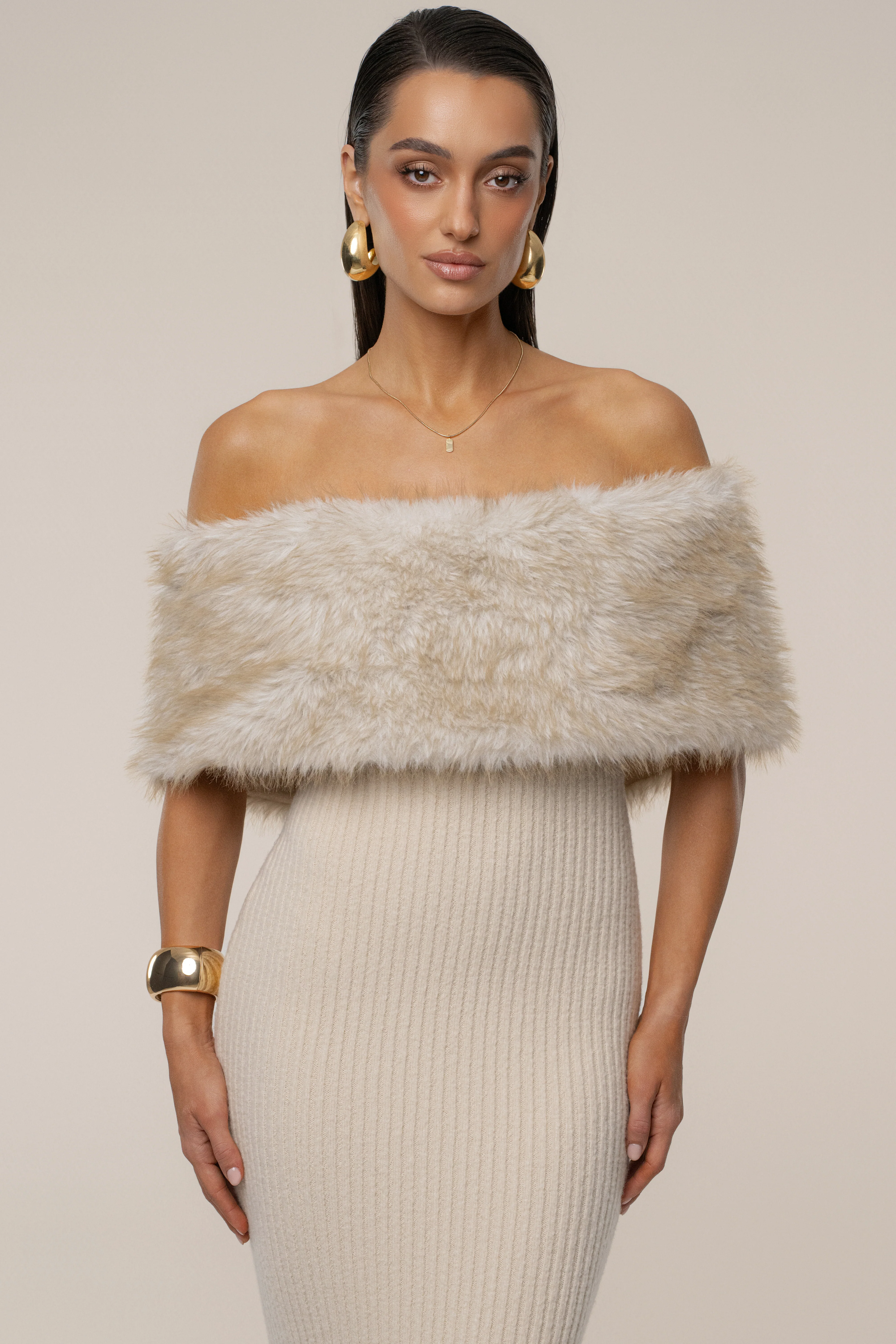 Stone Aspen Hour Faux Fur Dress - Image 4