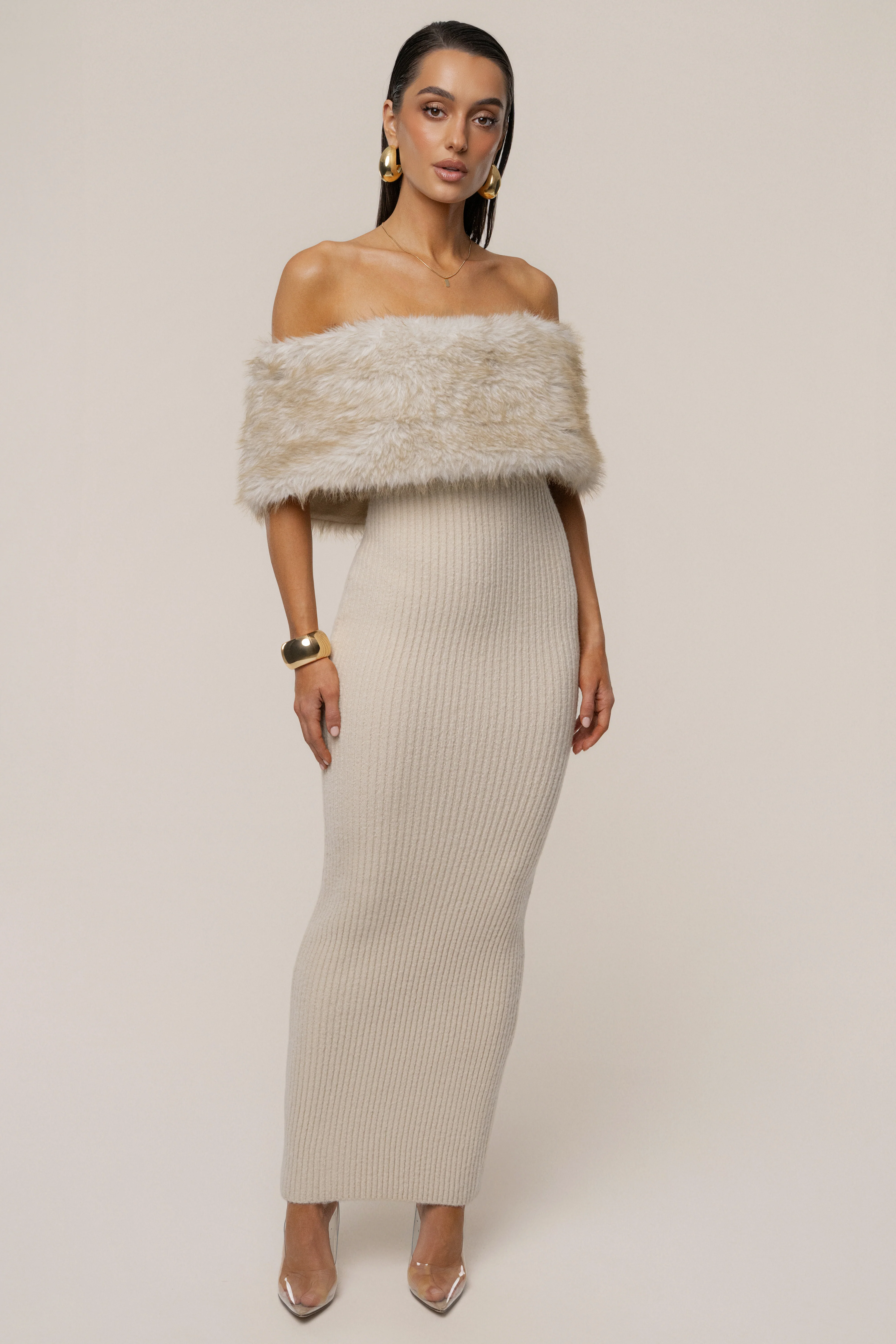 Stone Aspen Hour Faux Fur Dress - Image 5