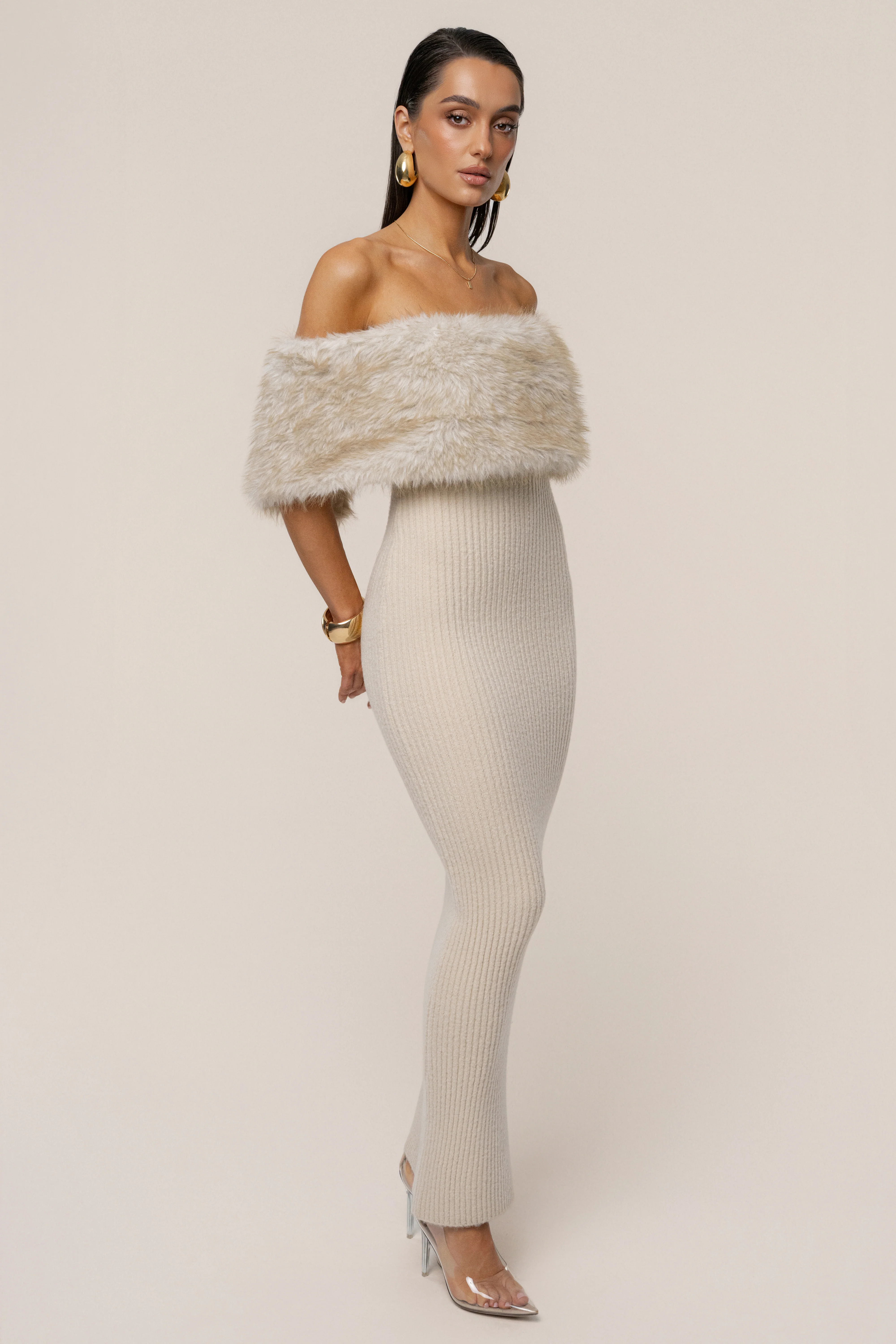 Stone Aspen Hour Faux Fur Dress - Image 8