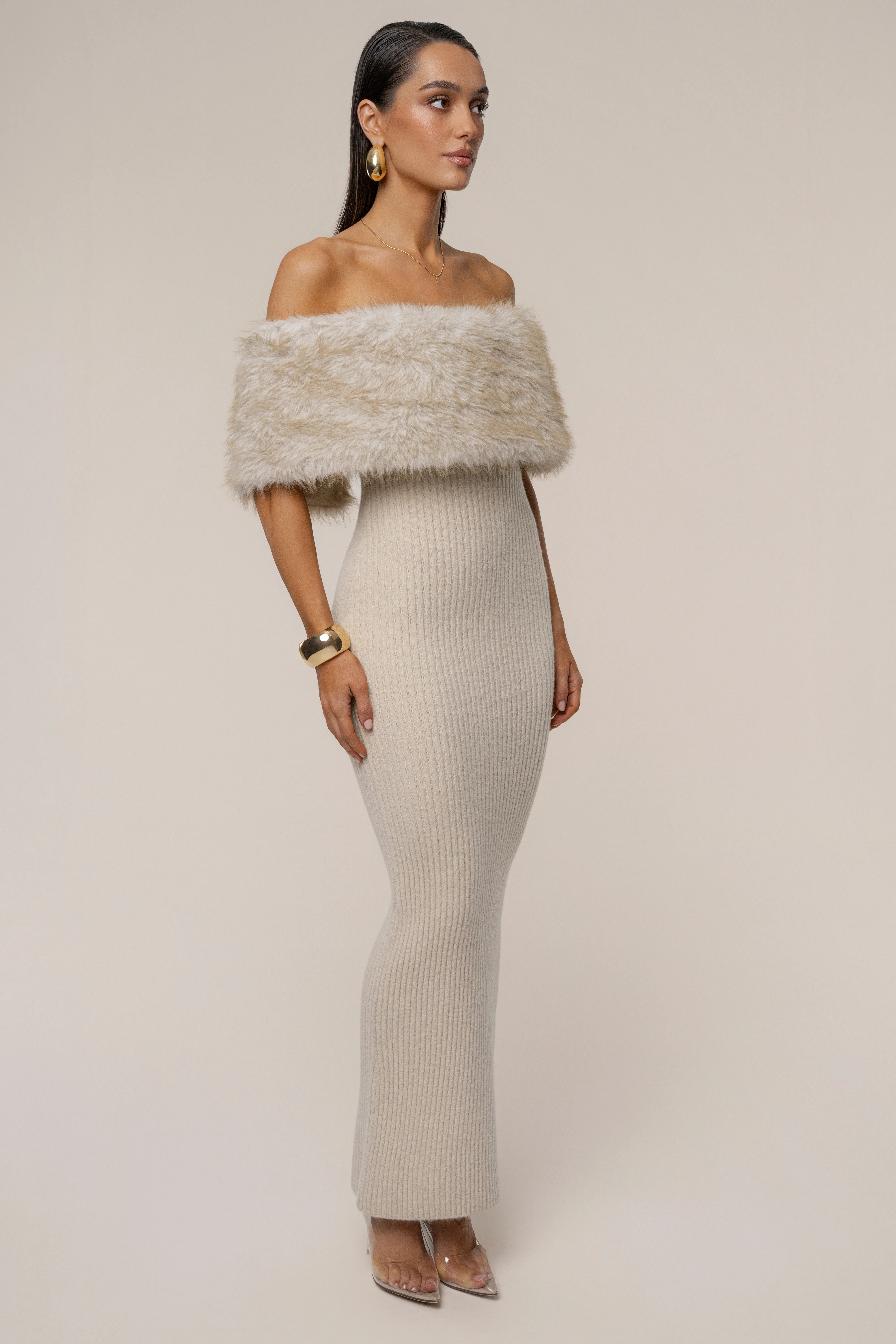 Stone Aspen Hour Faux Fur Dress - Image 9