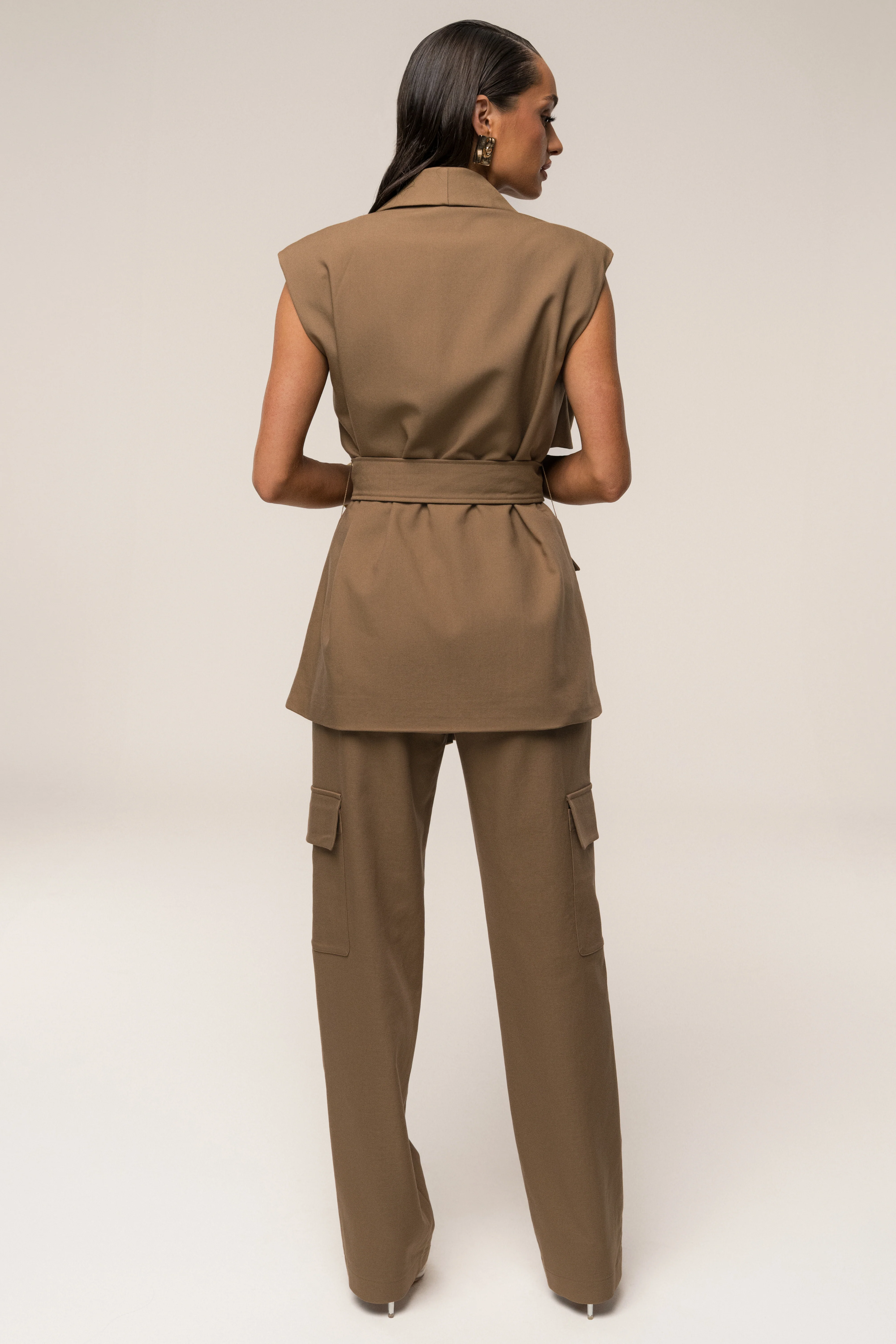 Tan Jeanie Belted Vest - Image 11