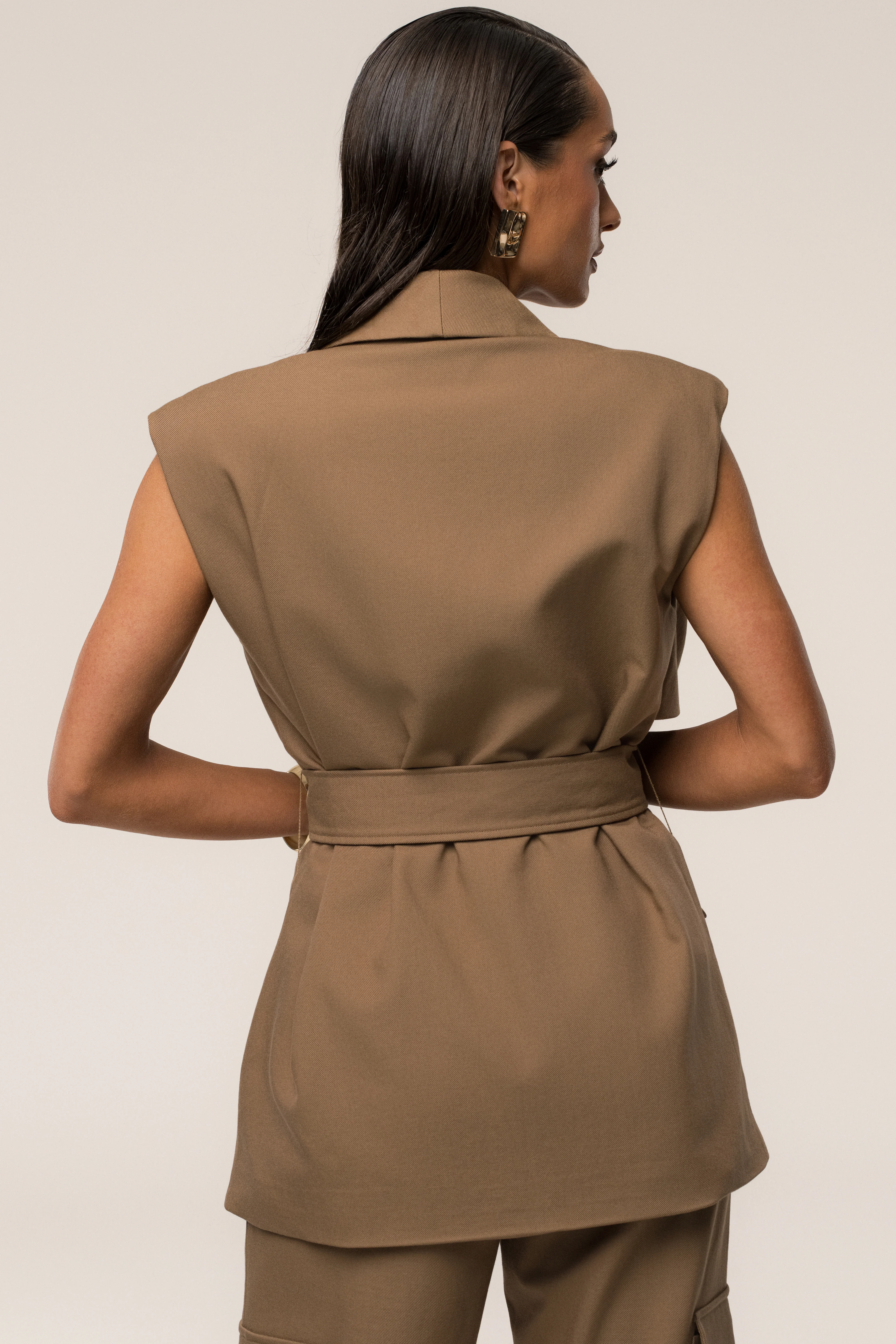 Tan Jeanie Belted Vest - Image 12