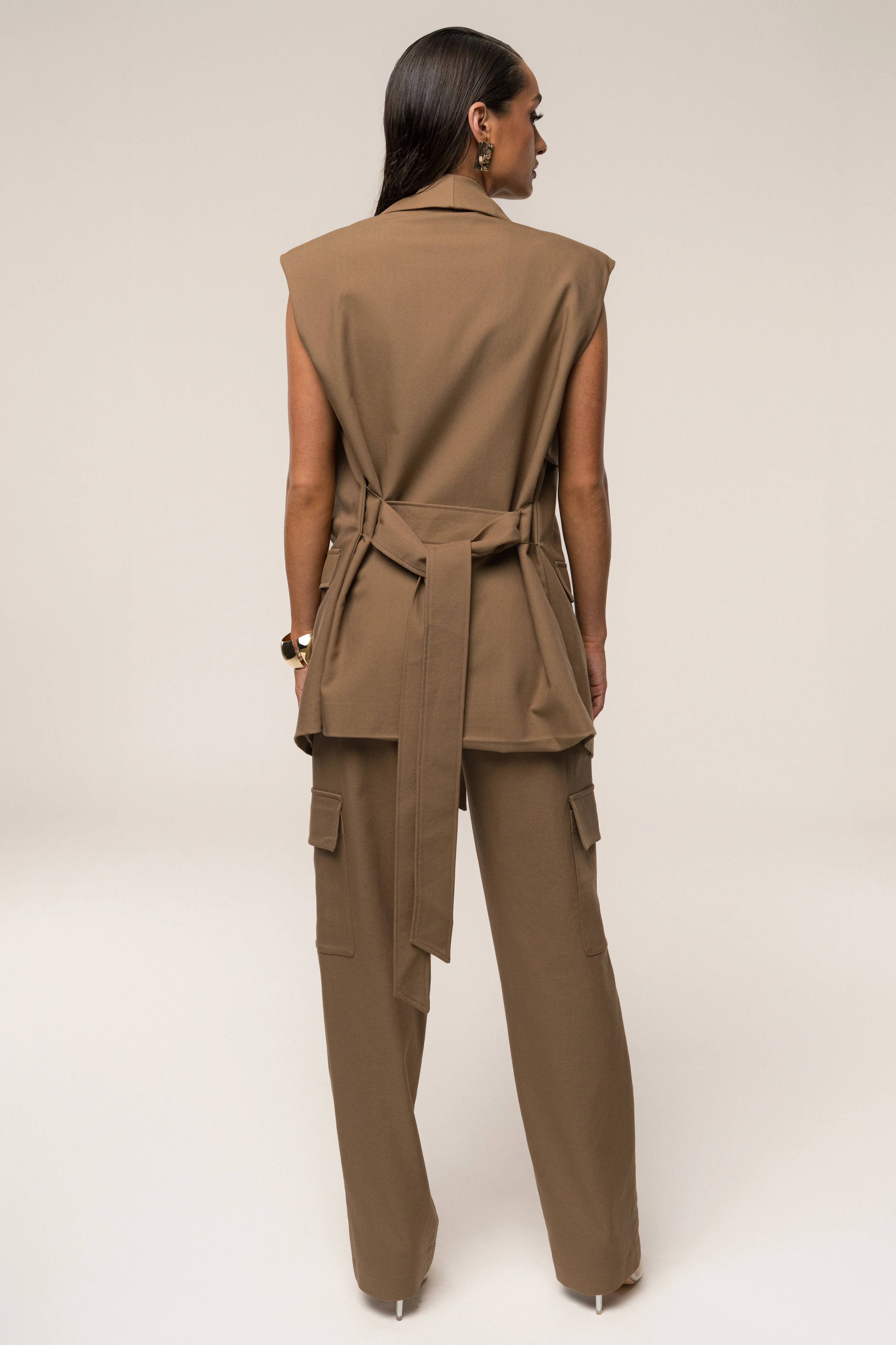Tan Jeanie Belted Vest - Image 13