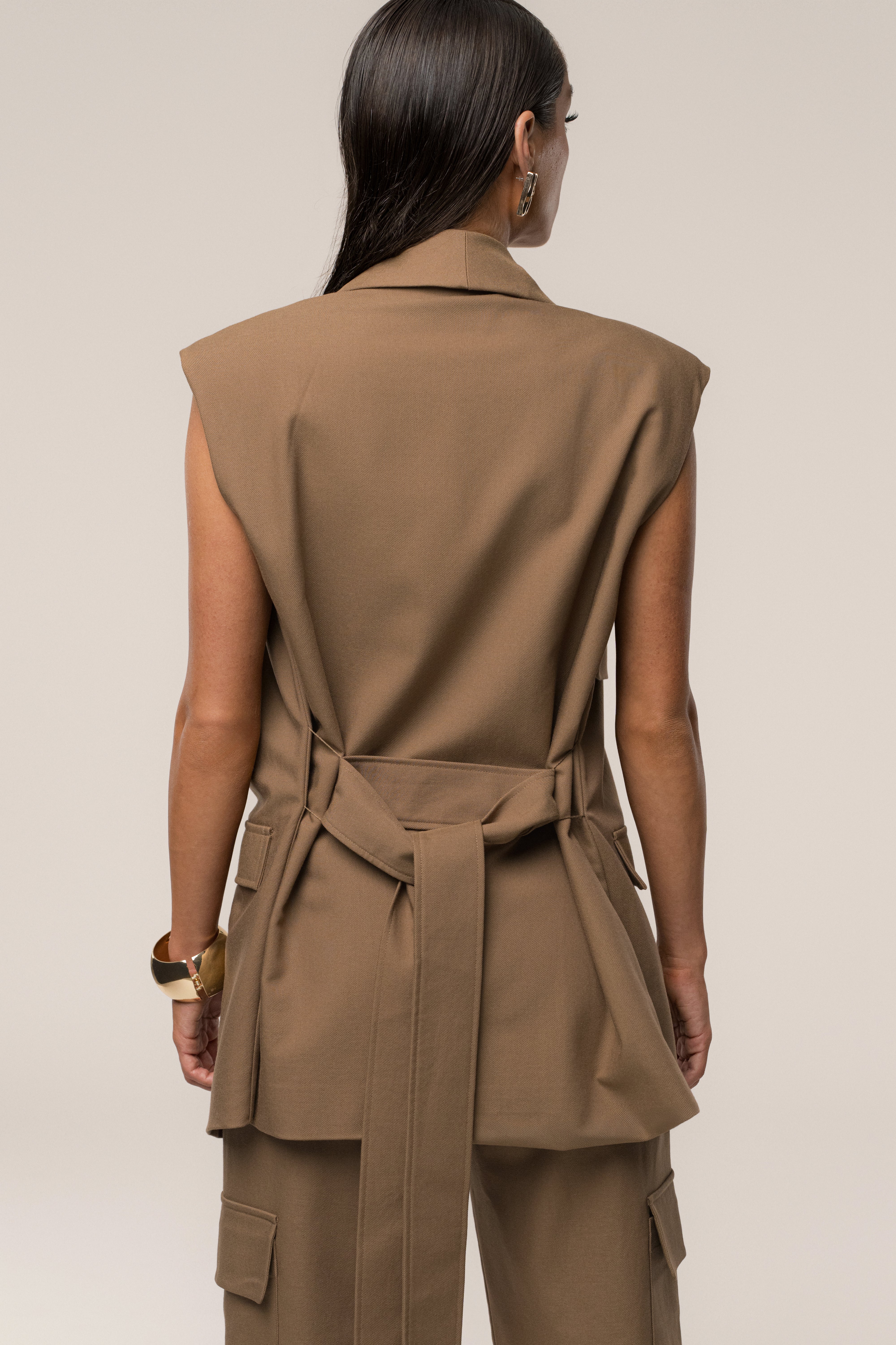 Tan Jeanie Belted Vest - Image 14