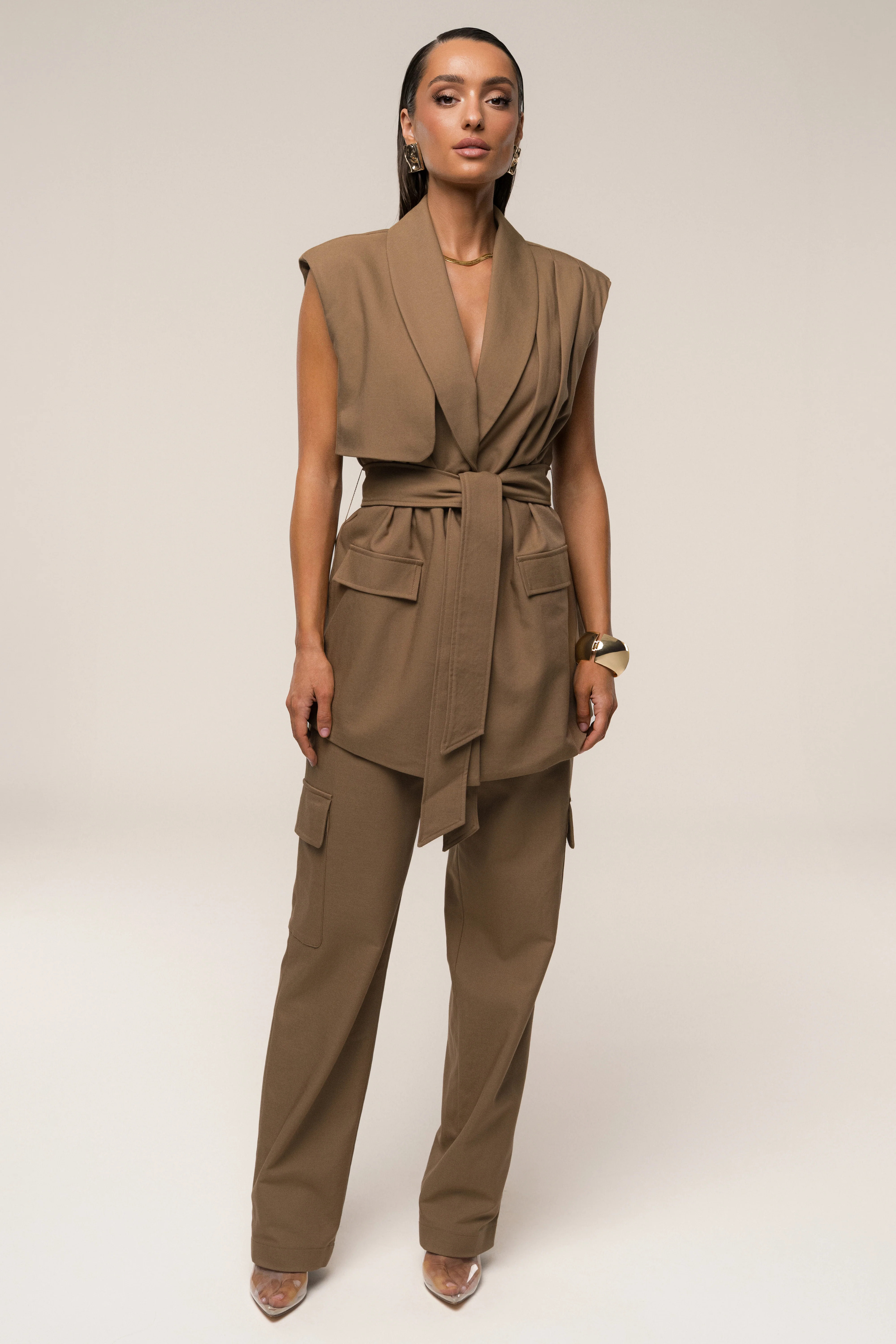 Tan Jeanie Belted Vest - Image 6