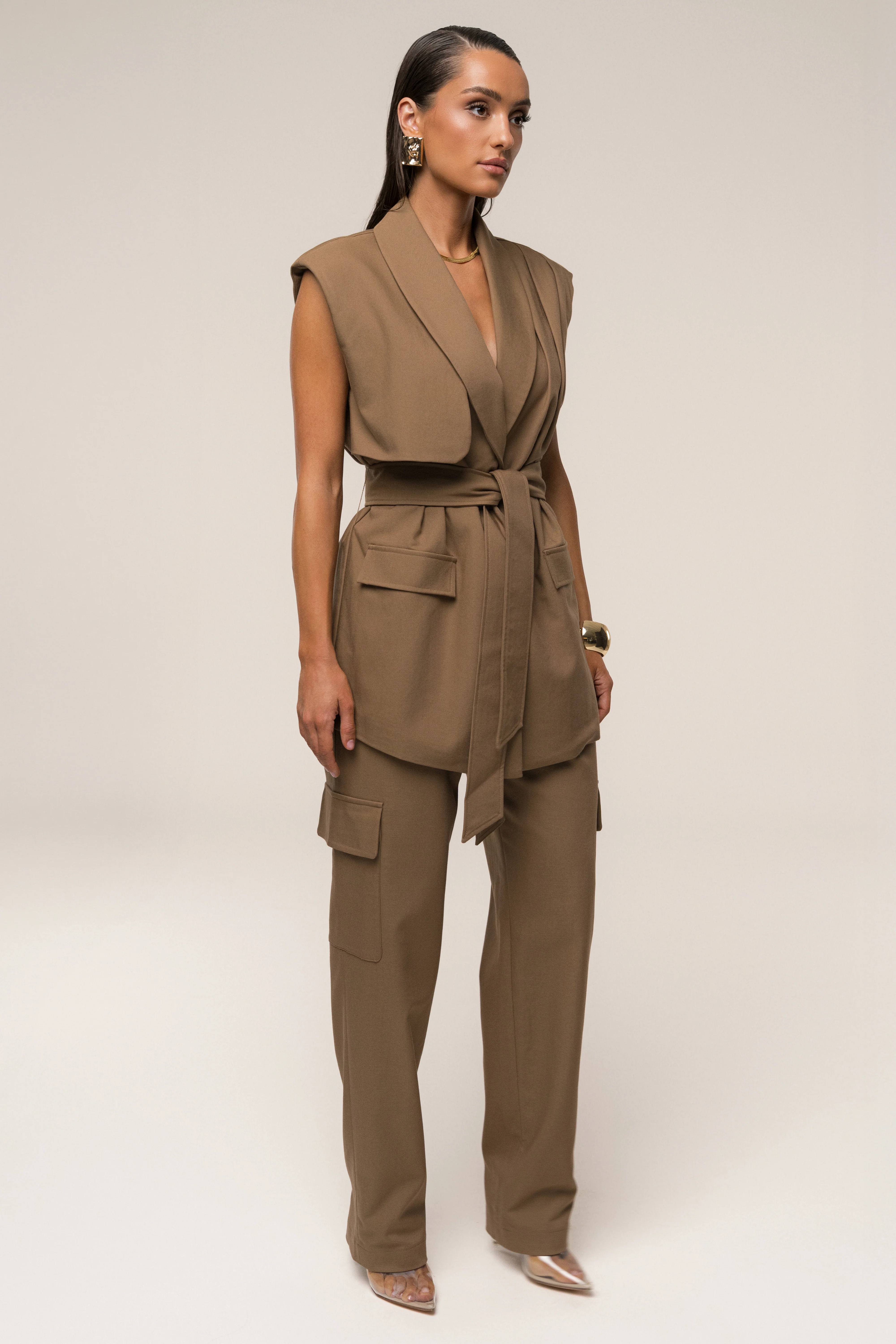 Tan Jeanie Belted Vest - Image 8