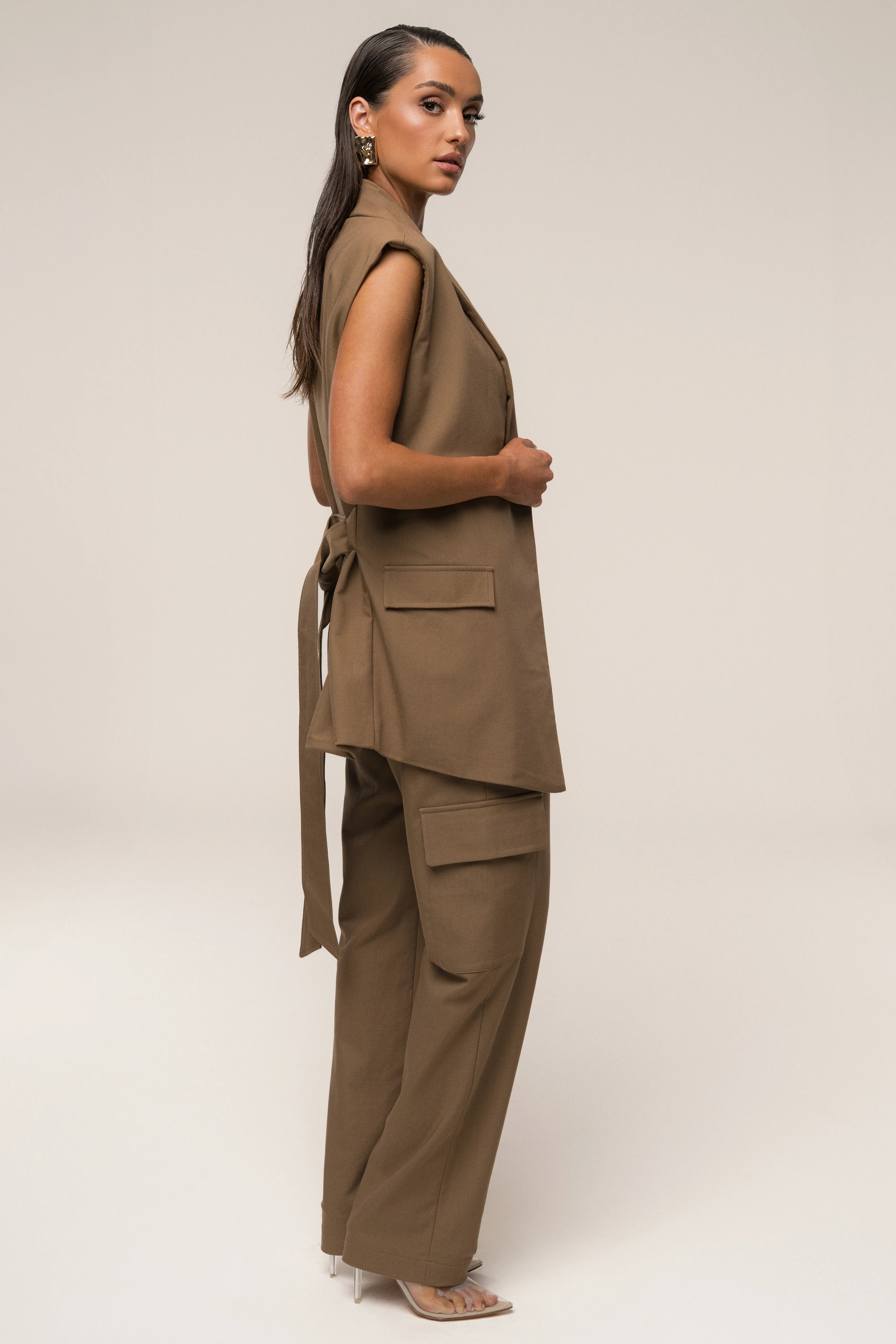 Tan Jeanie Belted Vest - Image 9
