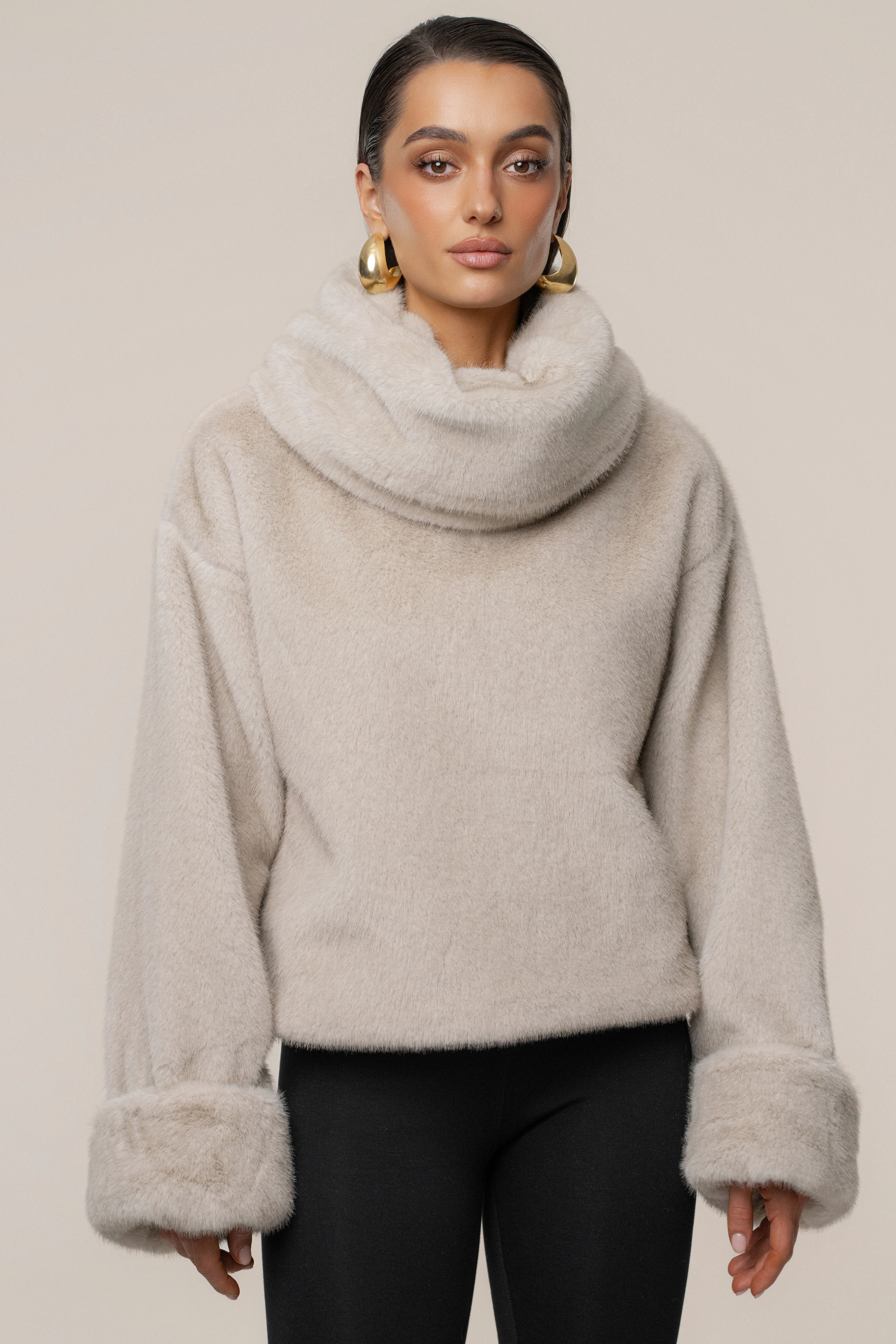 Stone Polished Faux Fur Pullover - Image 6