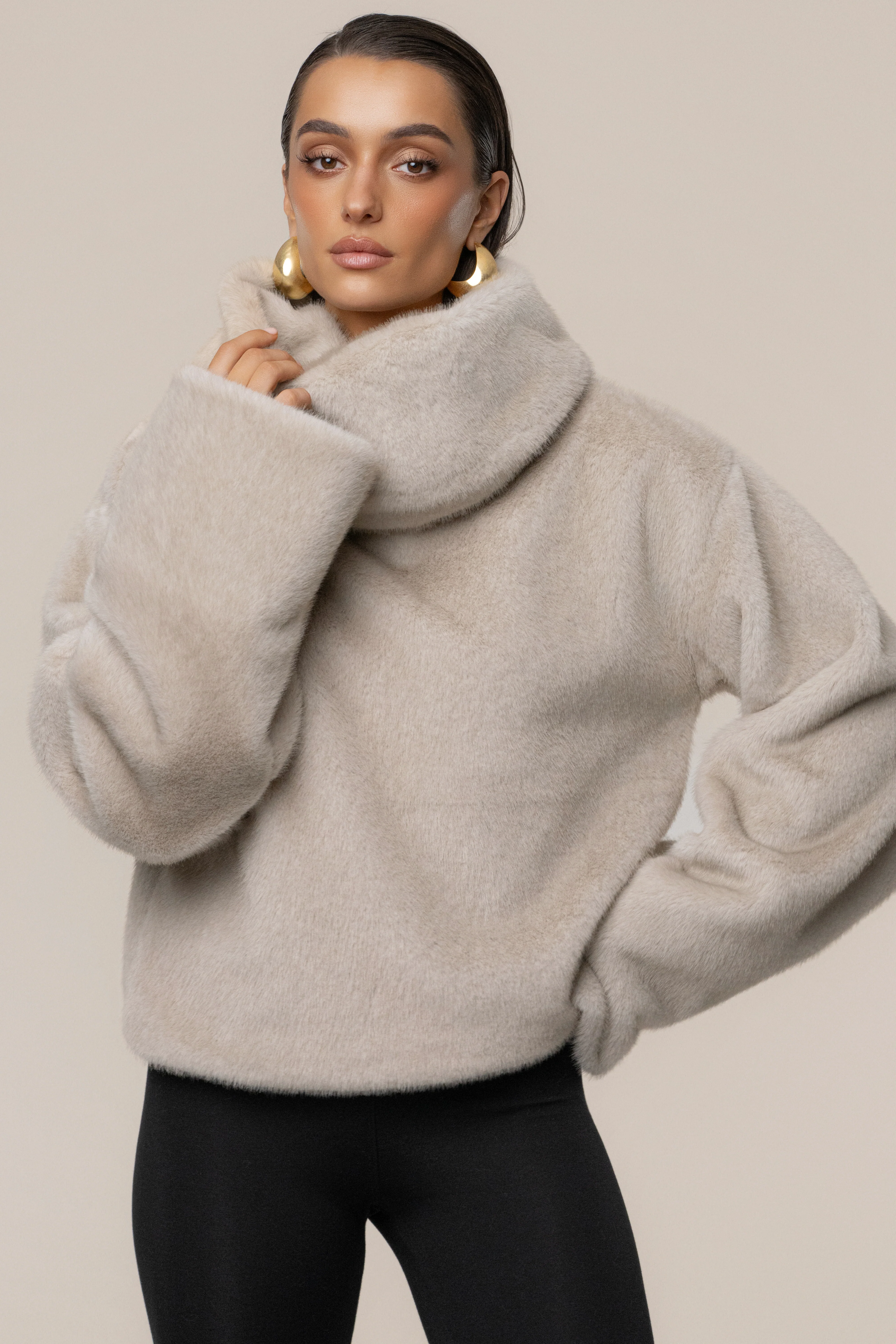Stone Polished Faux Fur Pullover - Image 7