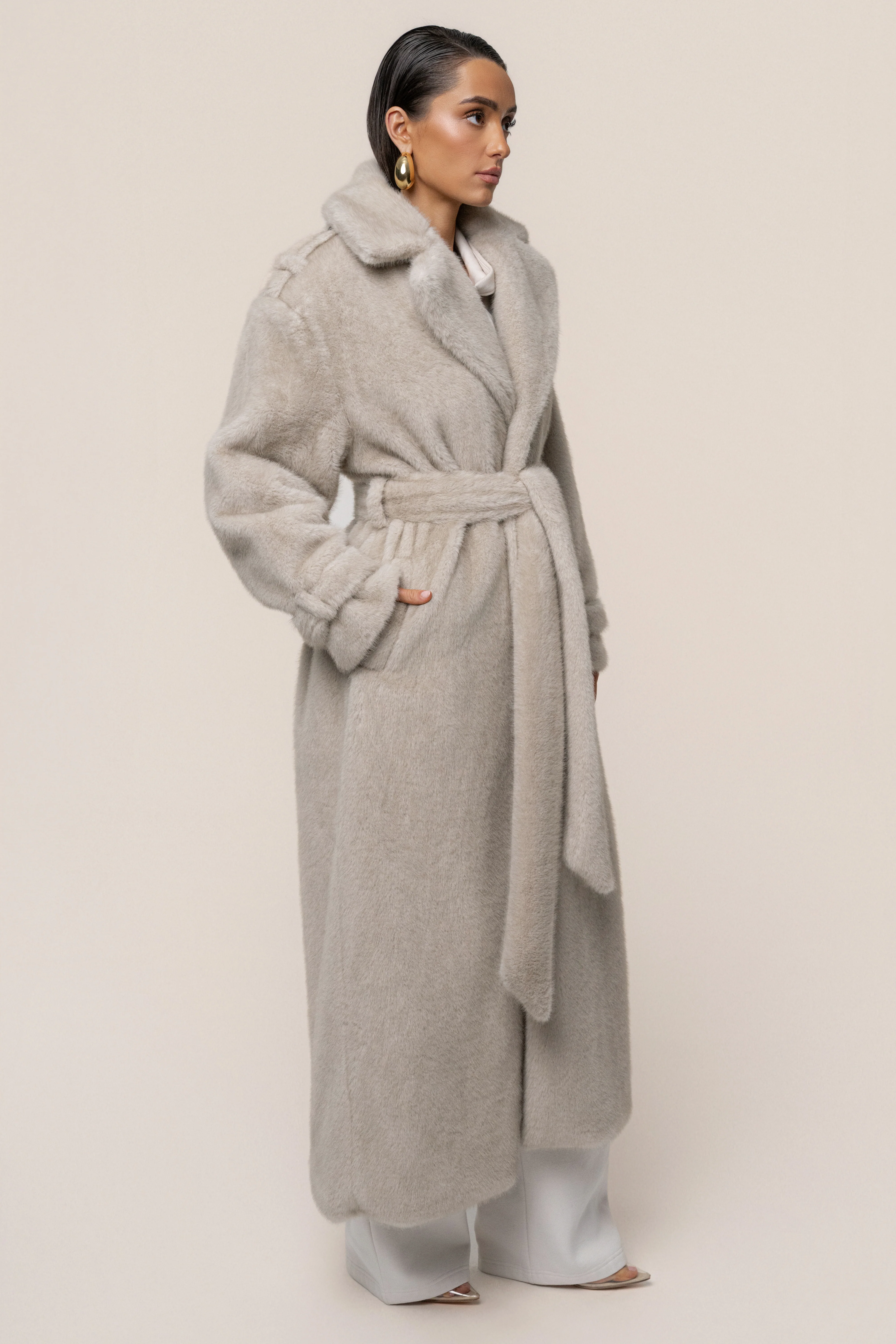 Stone Uptown Faux Fur Coat - Image 3