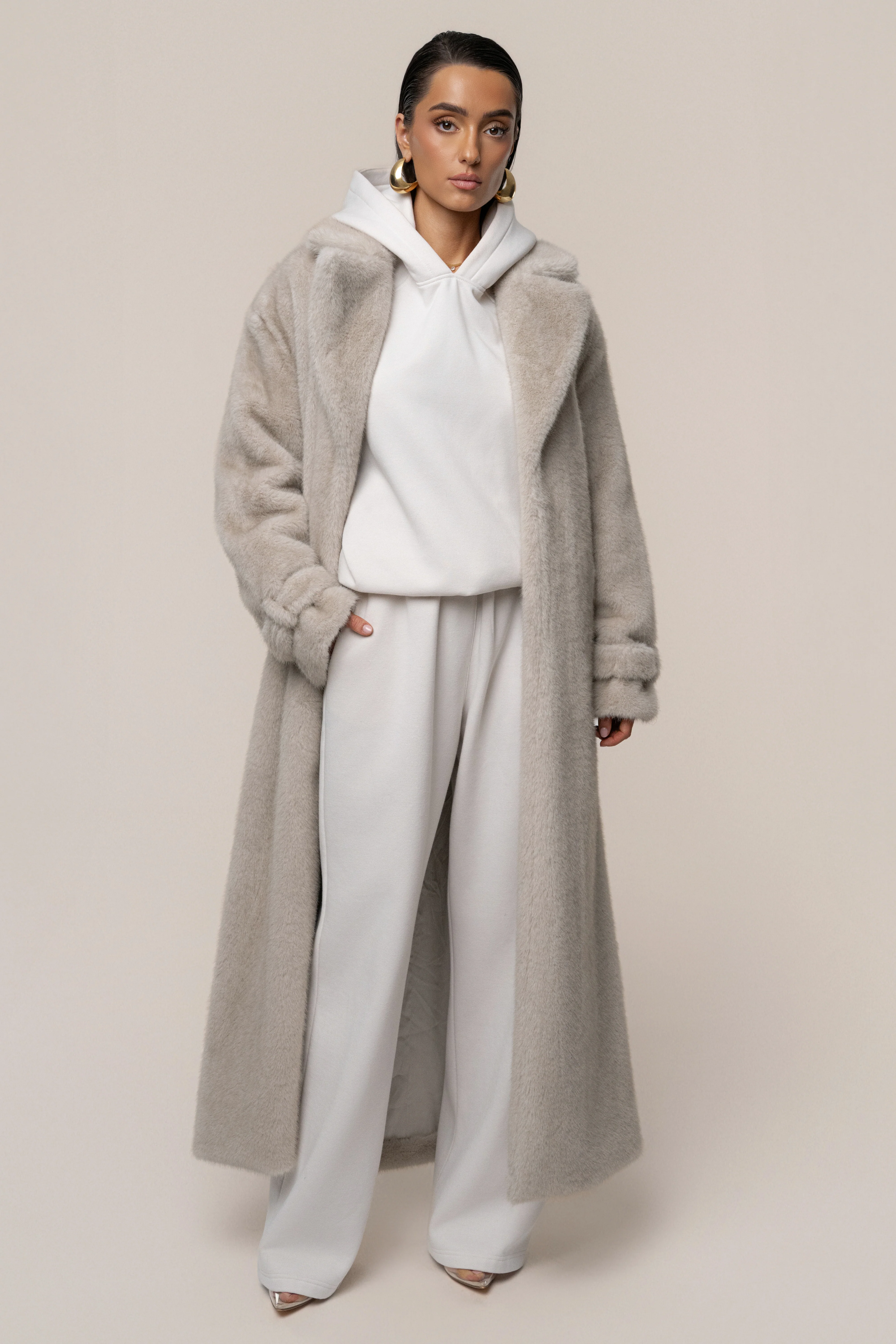 Stone Uptown Faux Fur Coat - Image 4