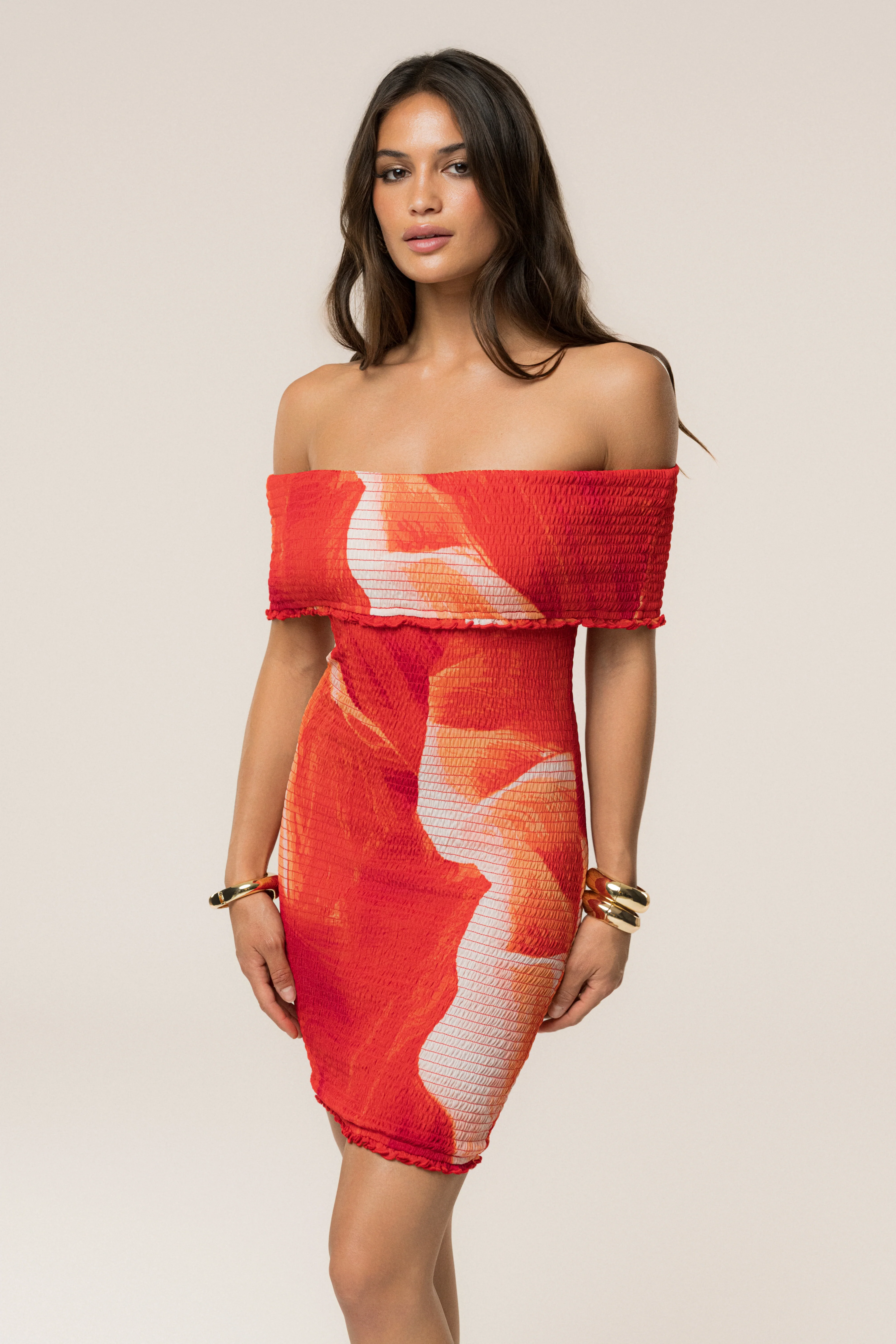 Sunset Red Garden Bliss Mini Dress - Image 3