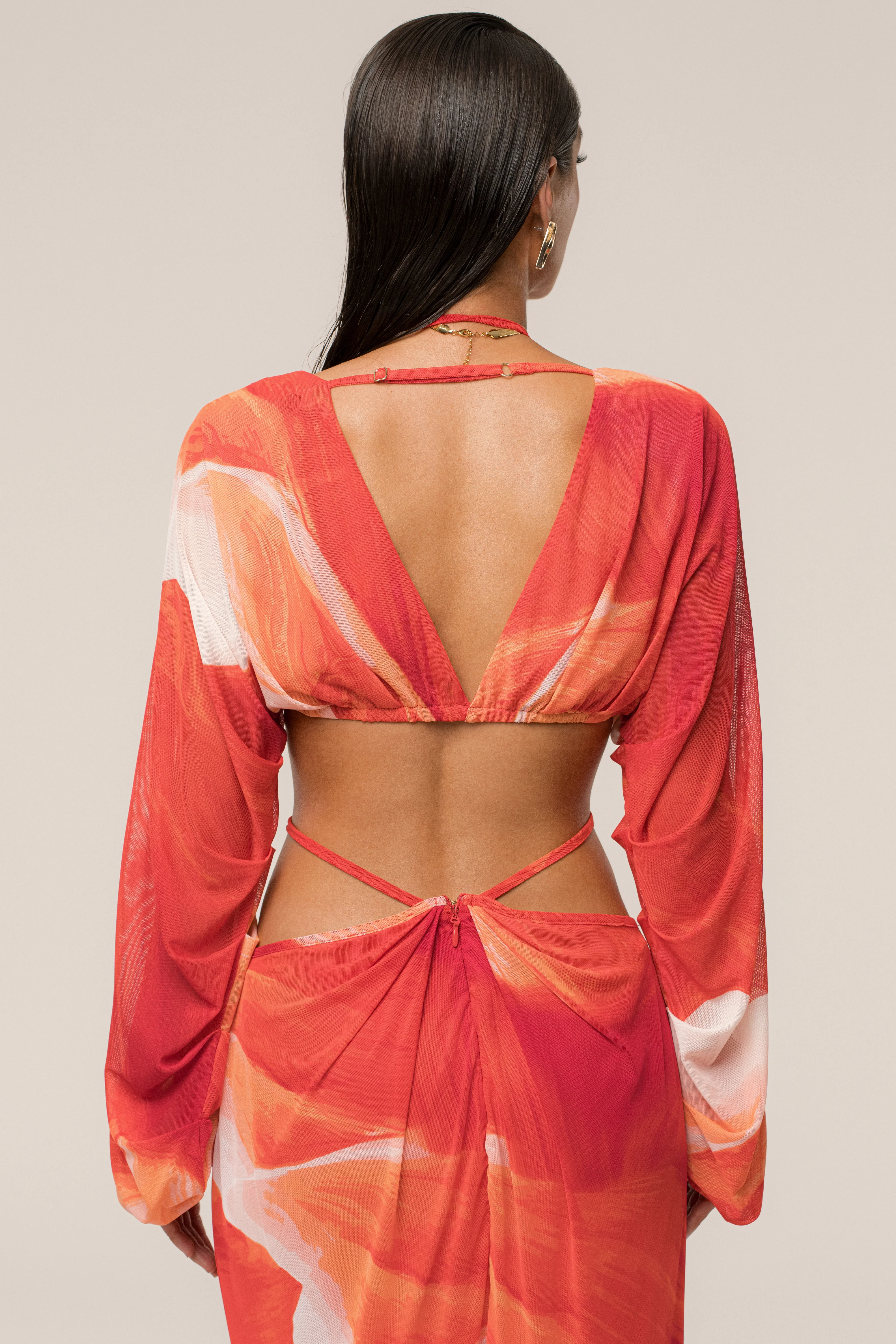 Sunset Red Selene Draped Top - Image 12