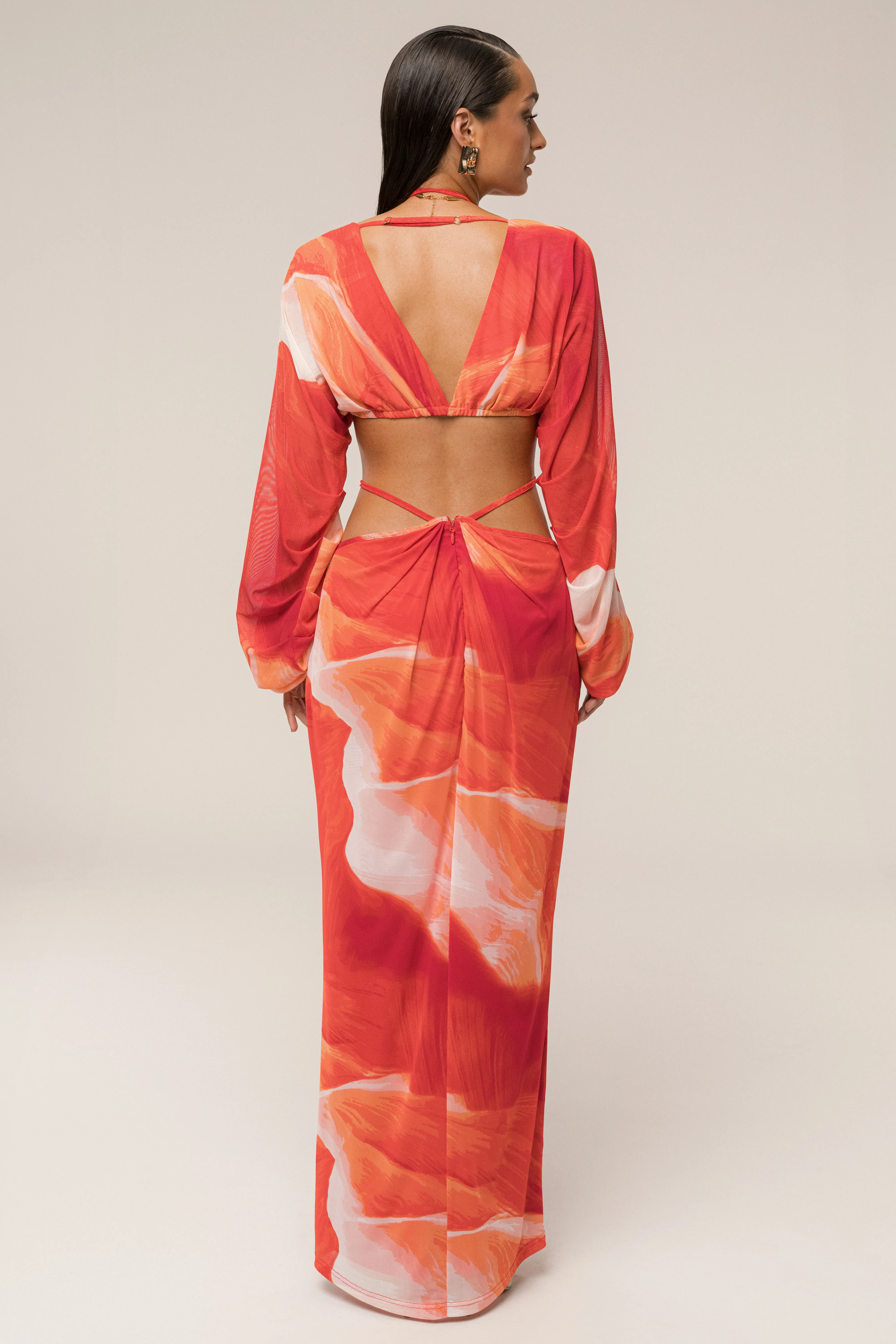 Sunset Red Selene Draped Top - Image 13