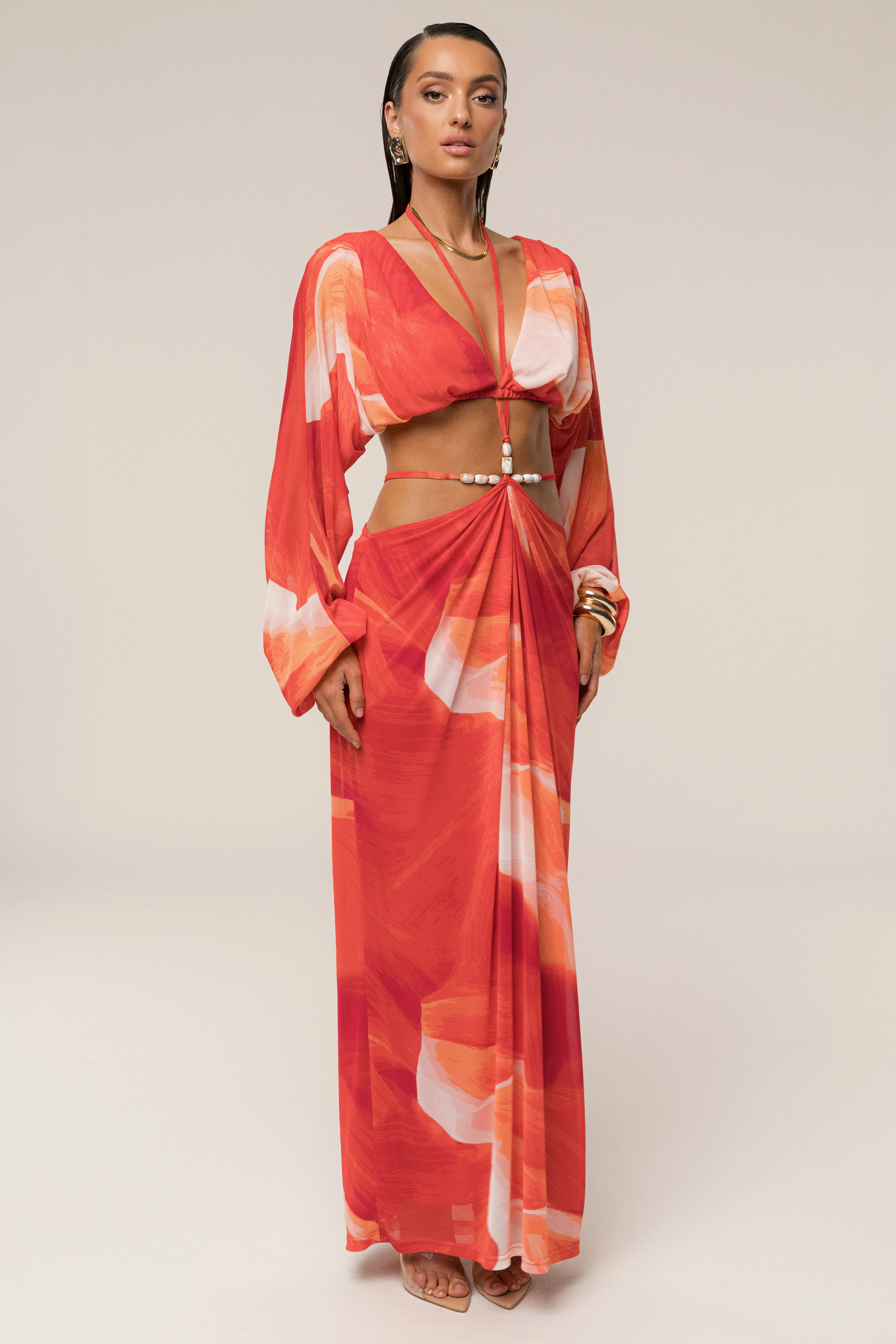 Sunset Red Selene Draped Top - Image 6