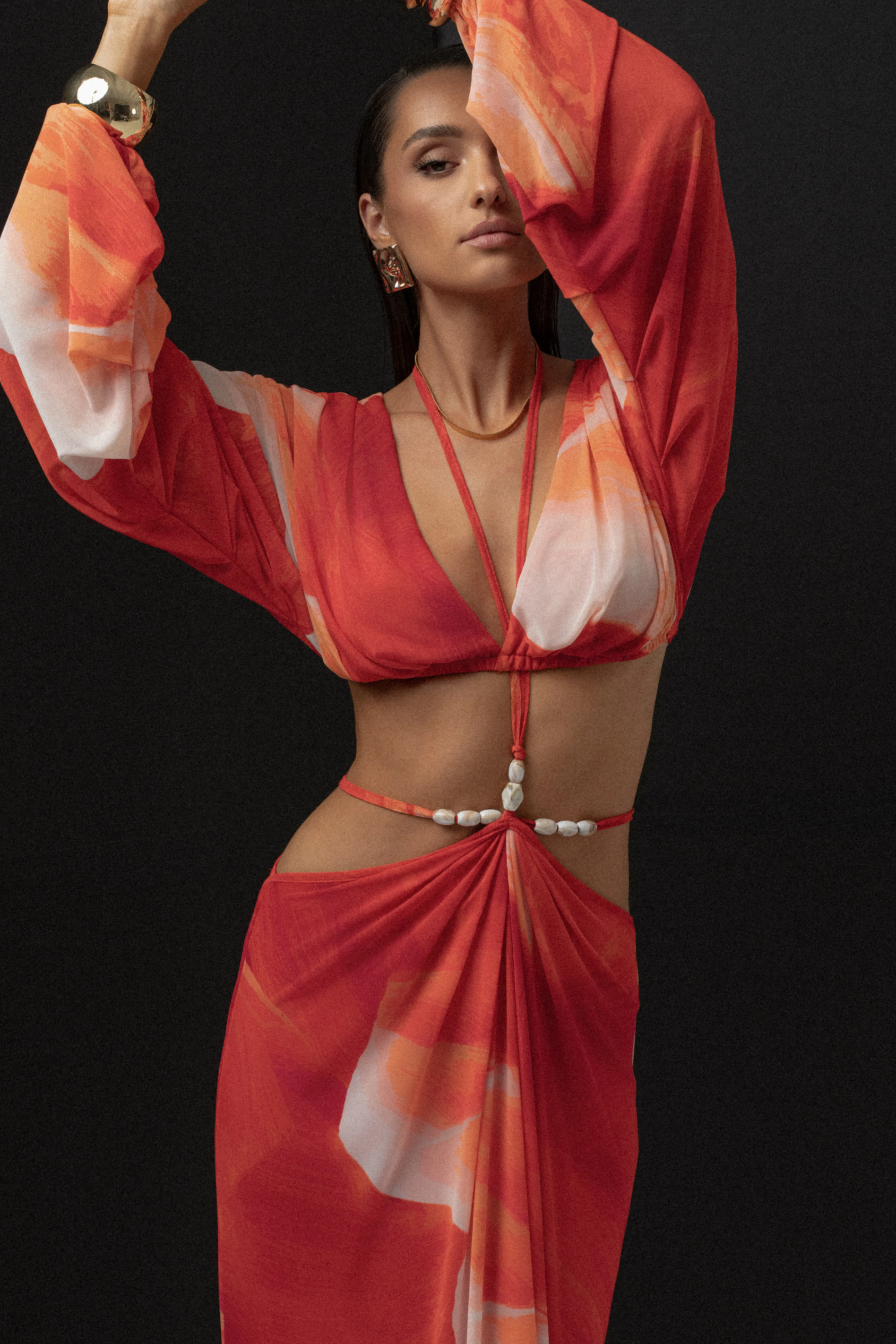 Sunset Red Selene Draped Top - Image 7