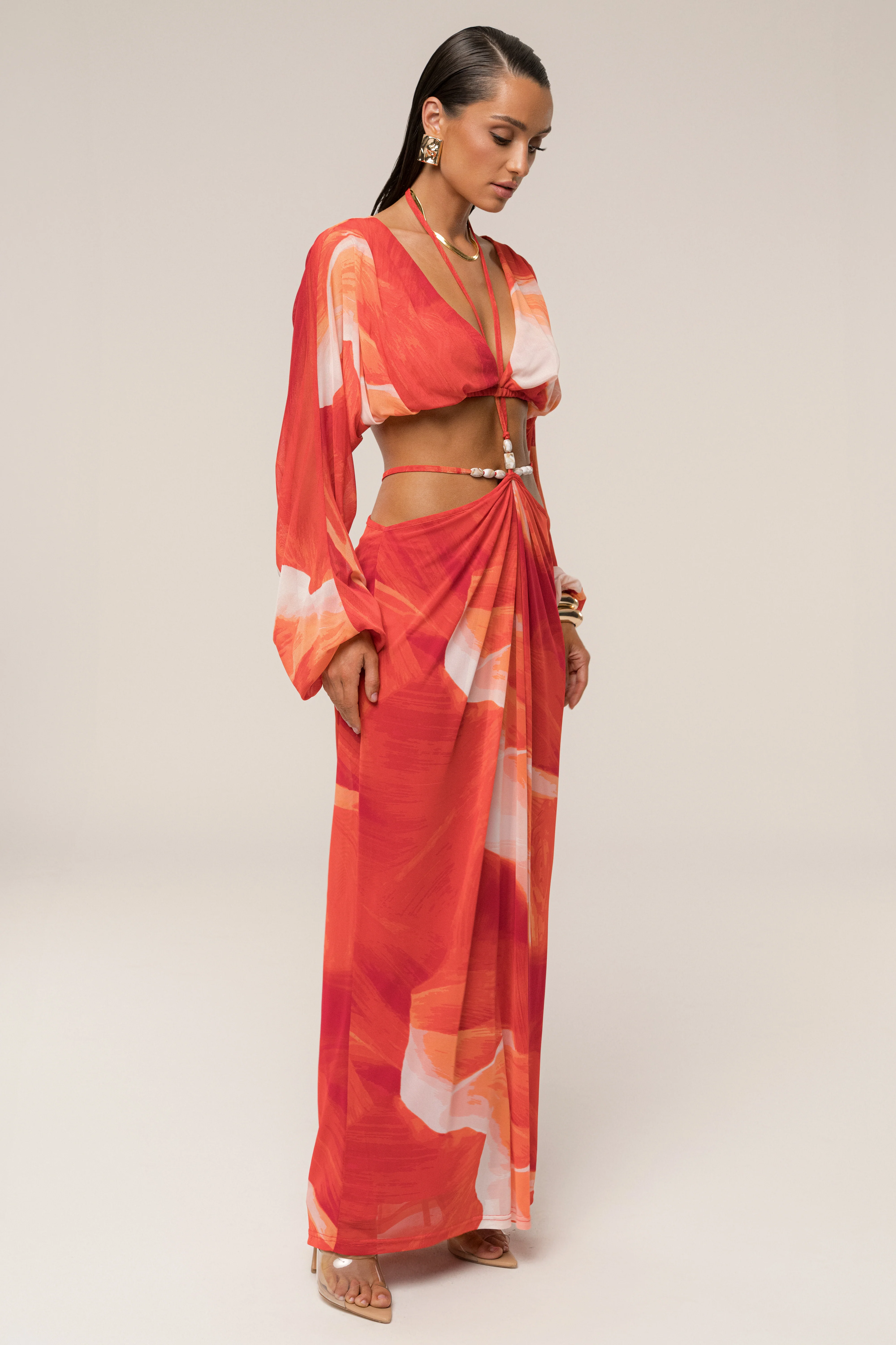 Sunset Red Selene Draped Top - Image 9