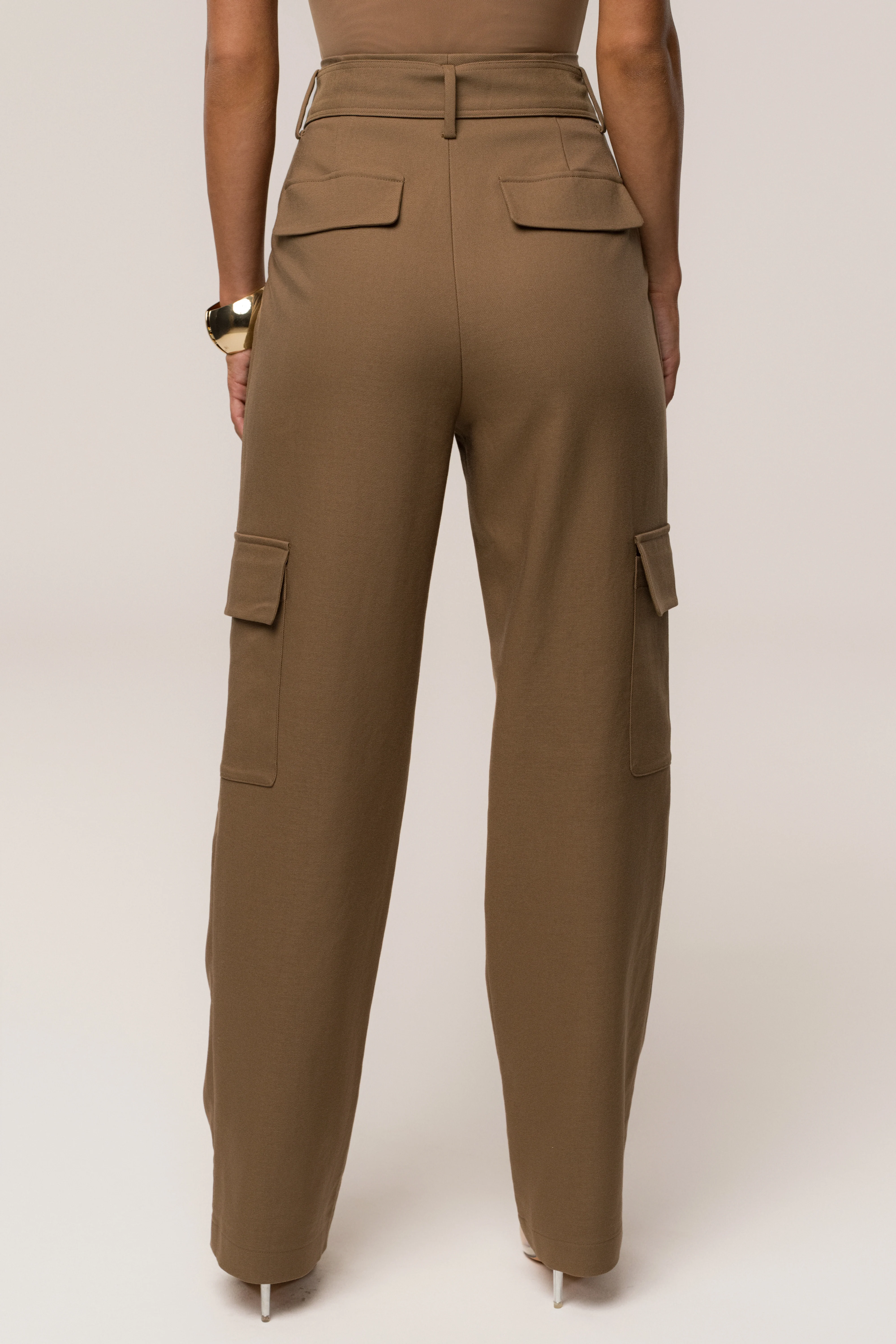 Tan Alexis Belted Cargo Pants - Image 9