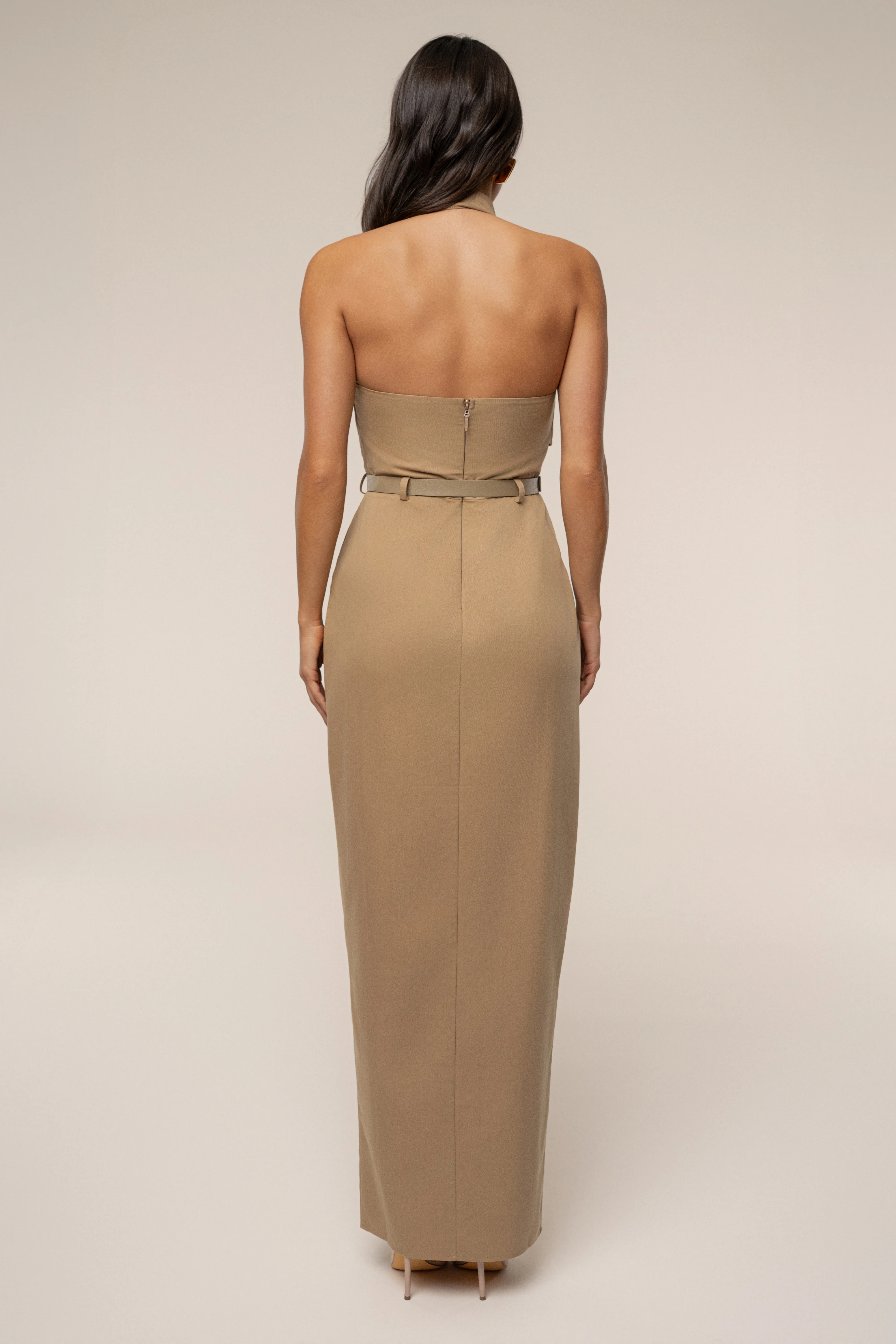 Tan Aria Keyhole Maxi Dress - Image 9
