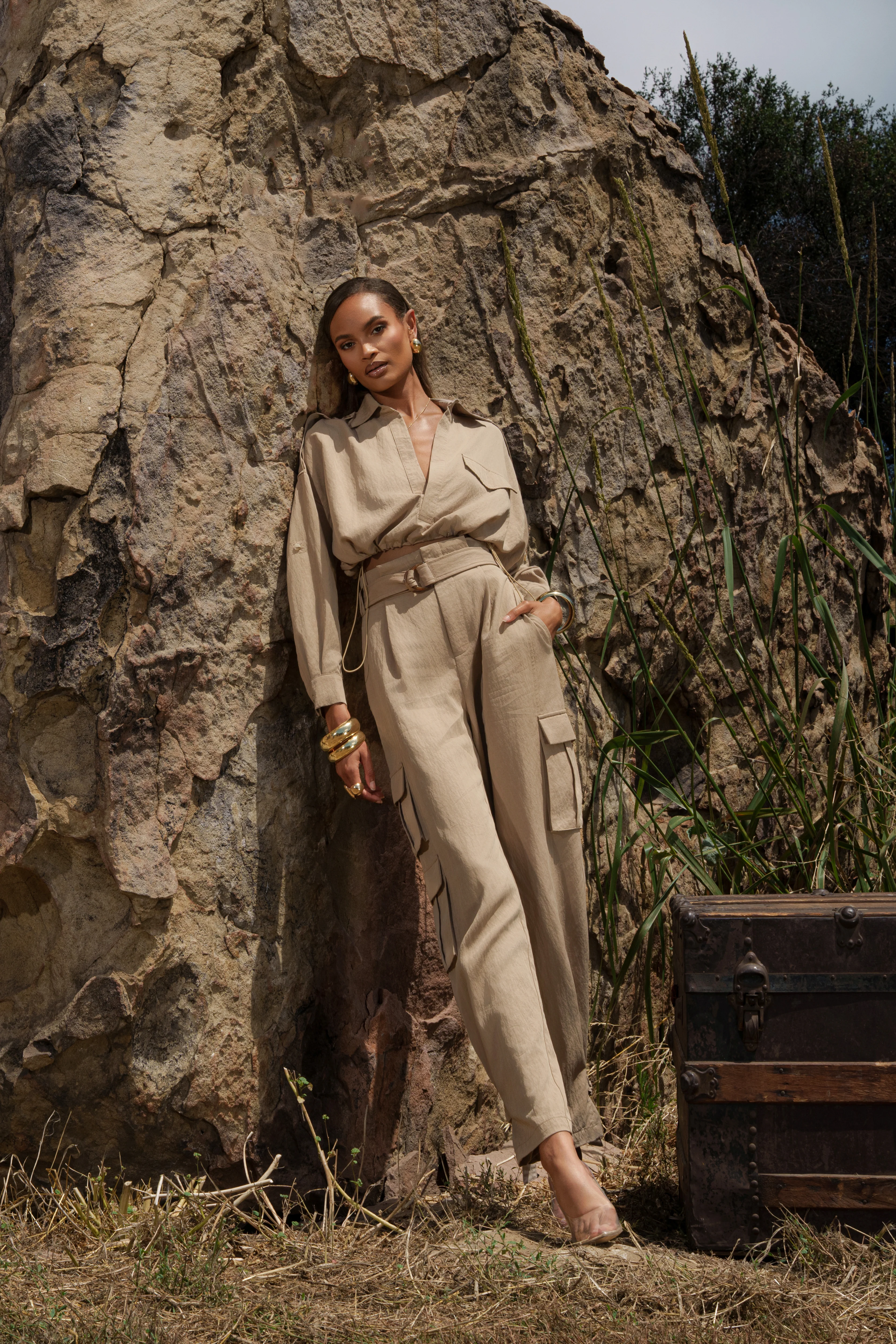 Tan Boundless Belted Cargo Pants - Image 2