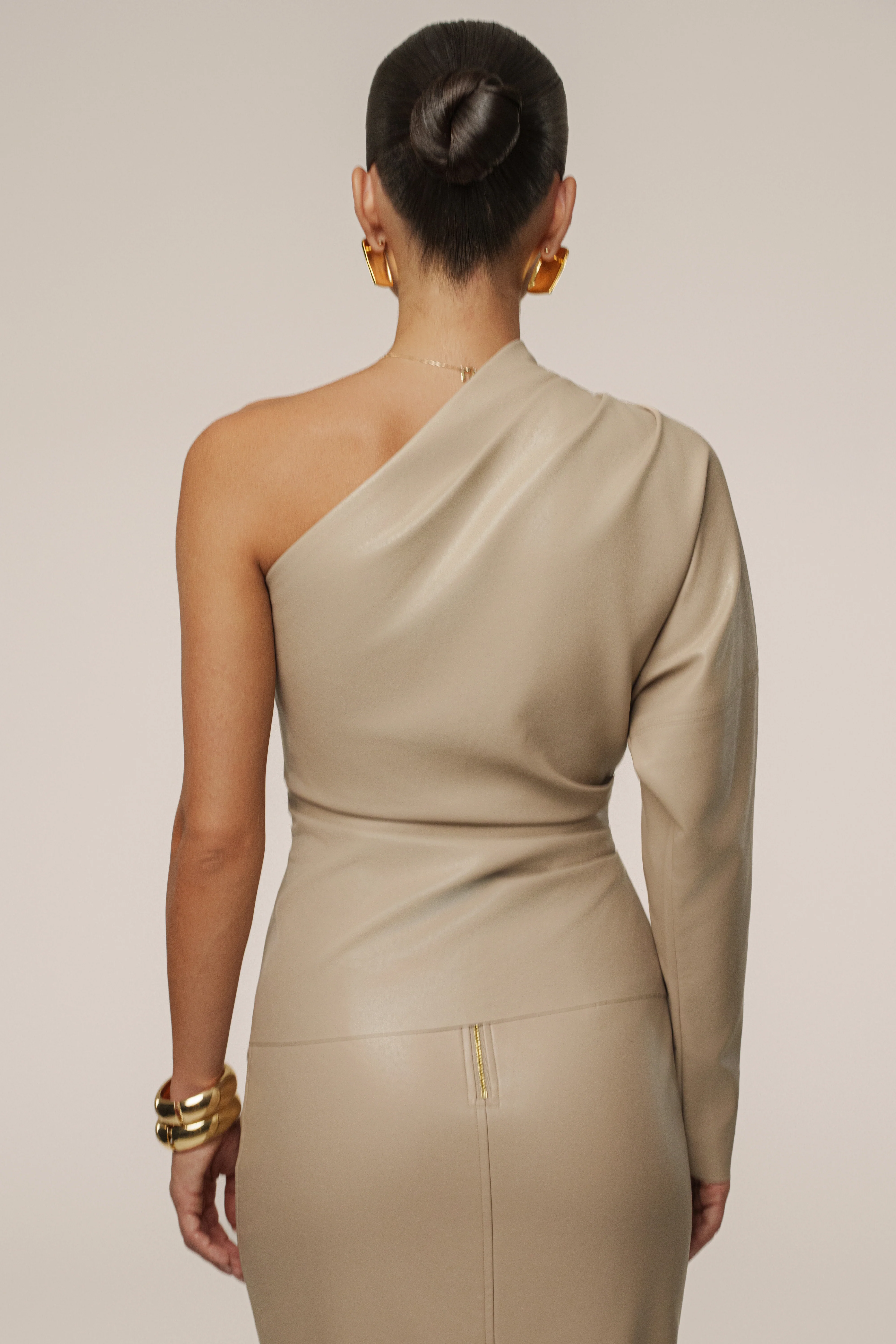 Tan Demi One Shoulder Top - Image 16
