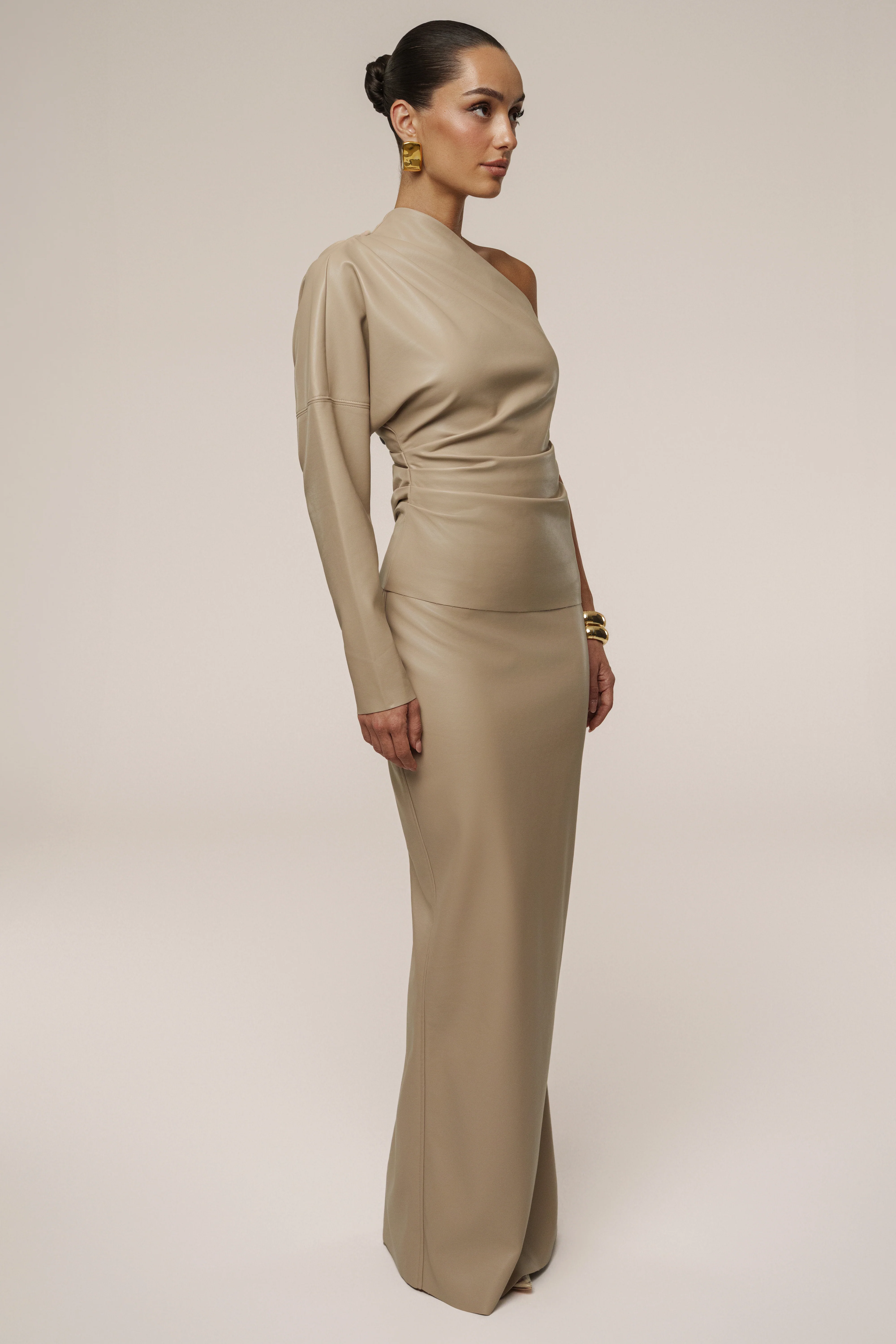 Tan Demi One Shoulder Top - Image 5