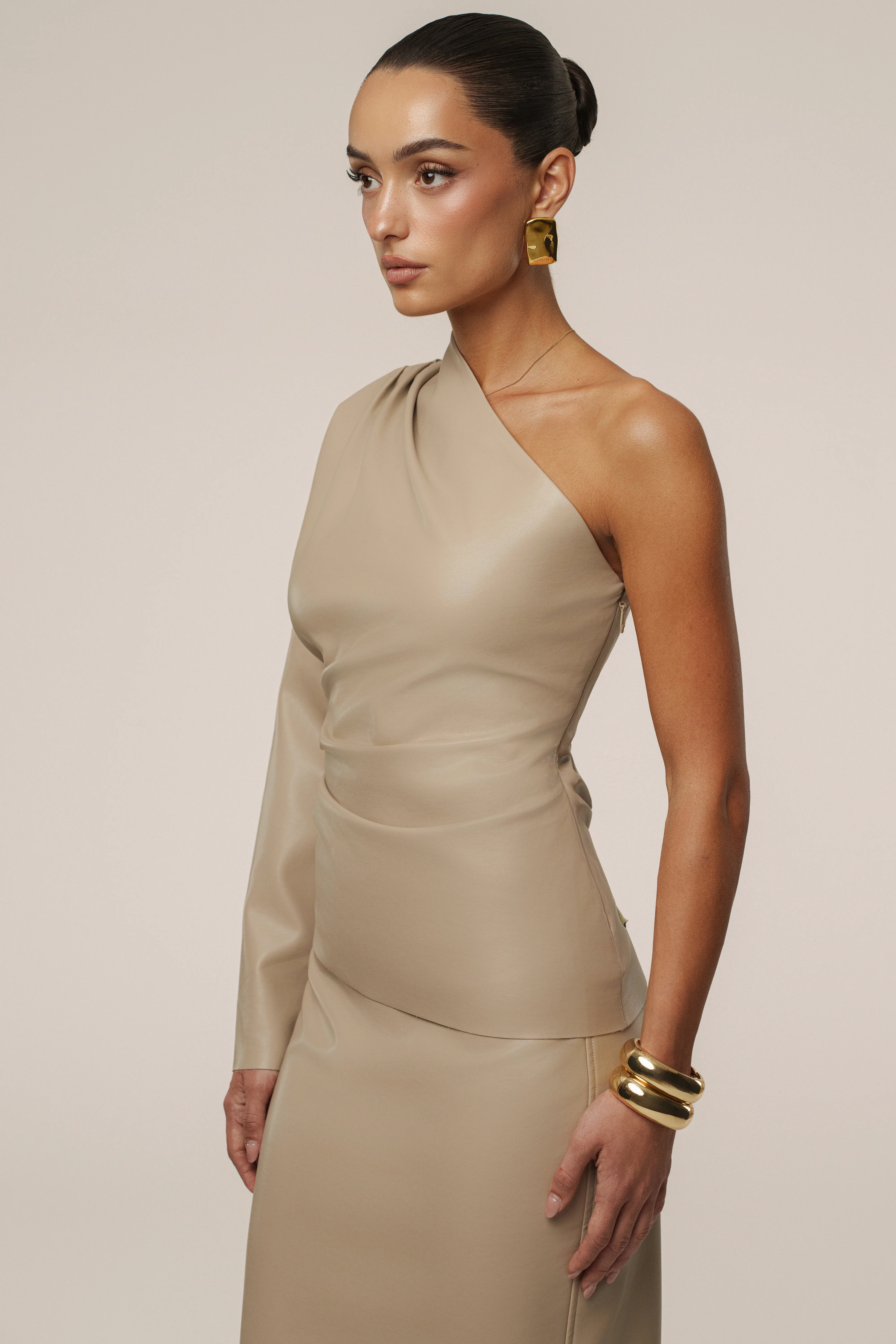 Tan Demi One Shoulder Top - Image 6