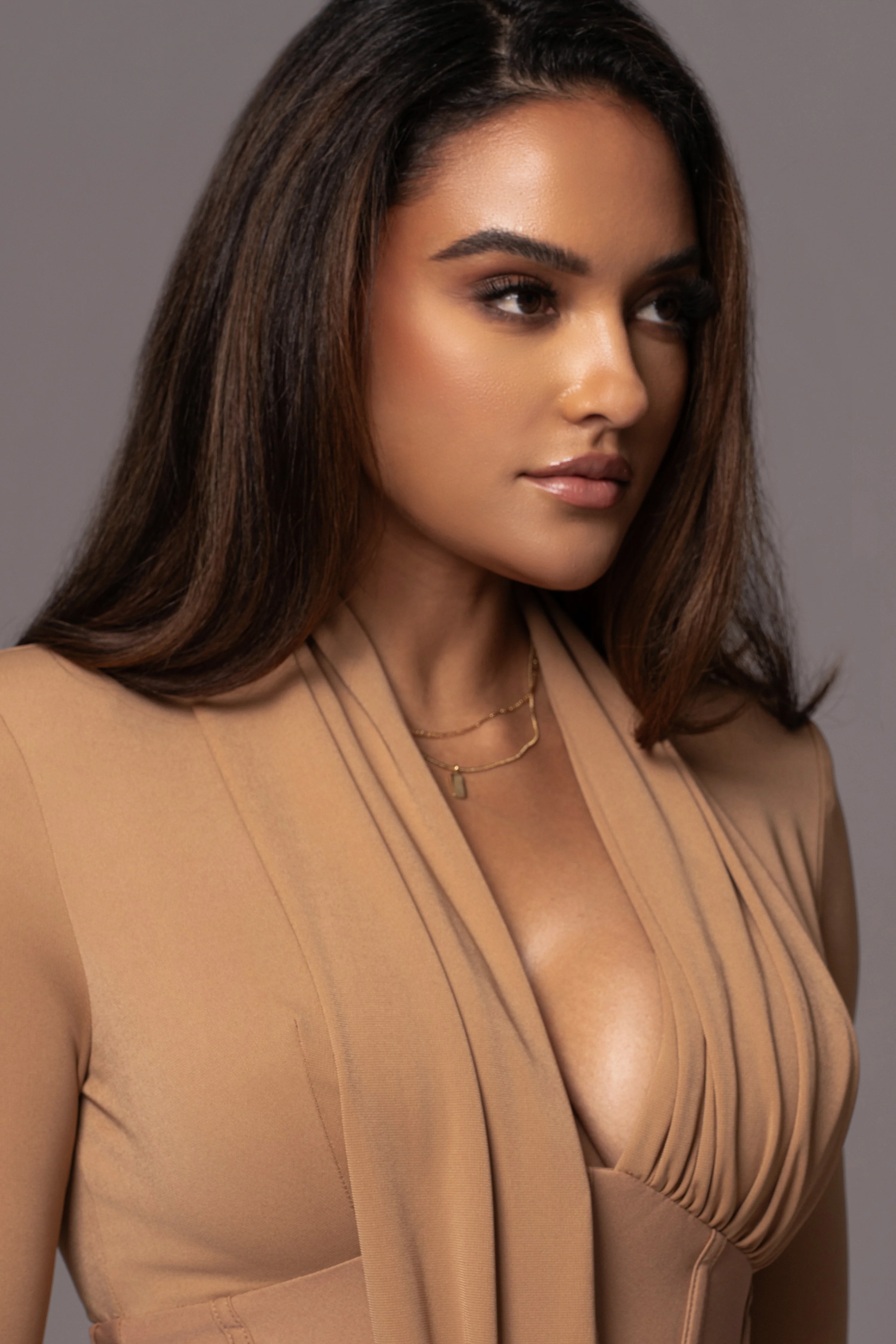 Tan Drape Corset Bodysuit - Image 8