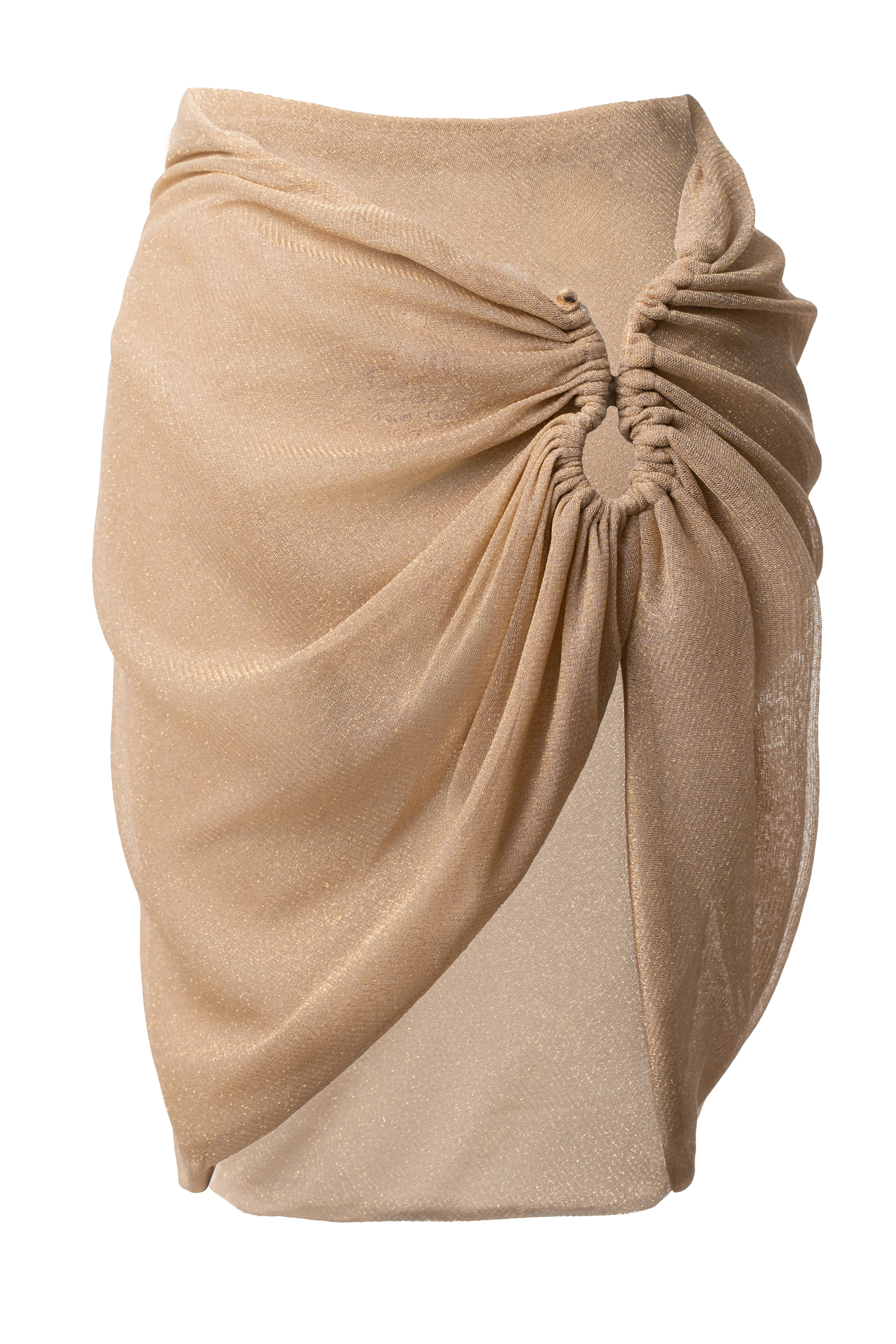 Tan Dreamscape Lurex Knit Mini Skirt - Image 3