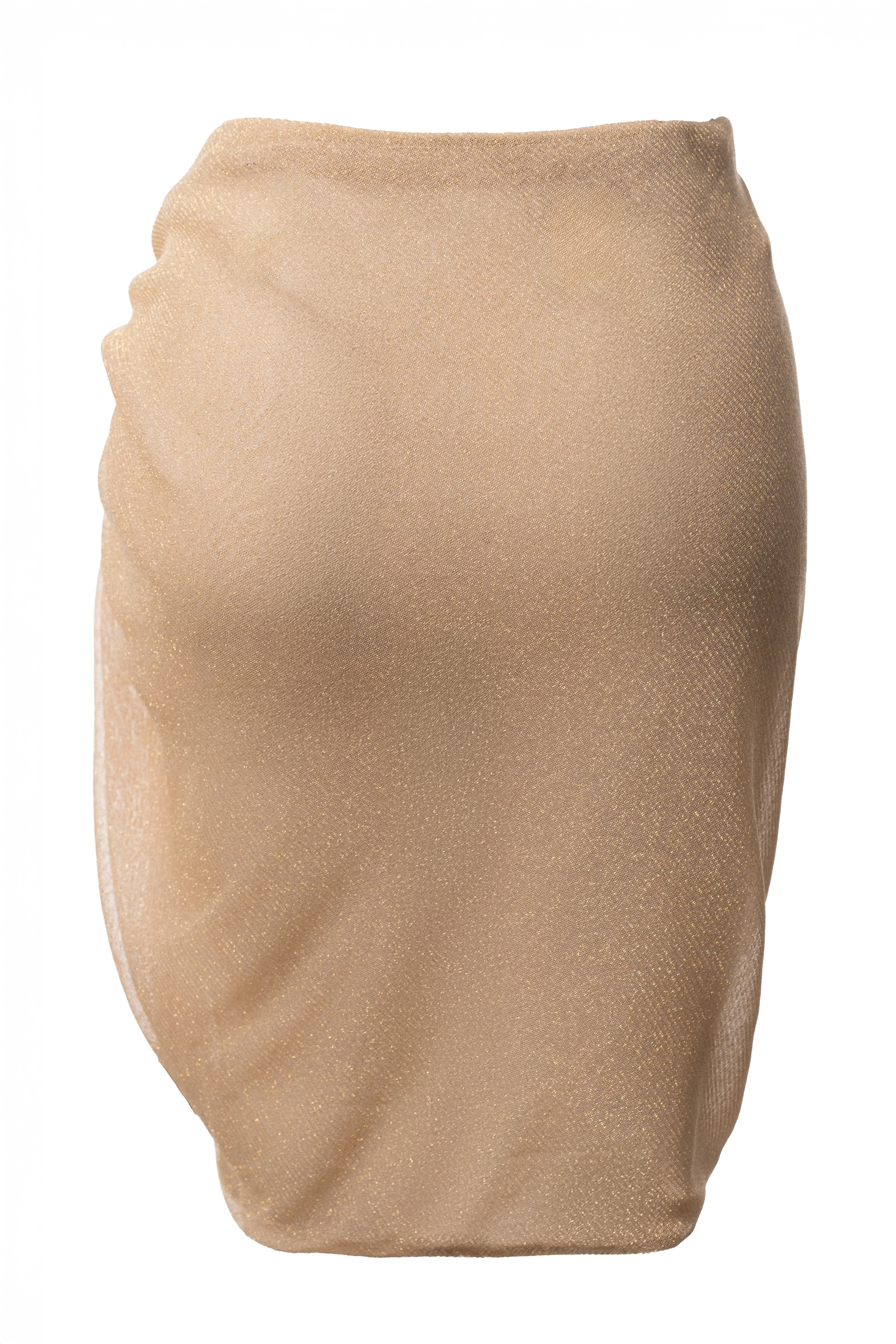 Tan Dreamscape Lurex Knit Mini Skirt - Image 9
