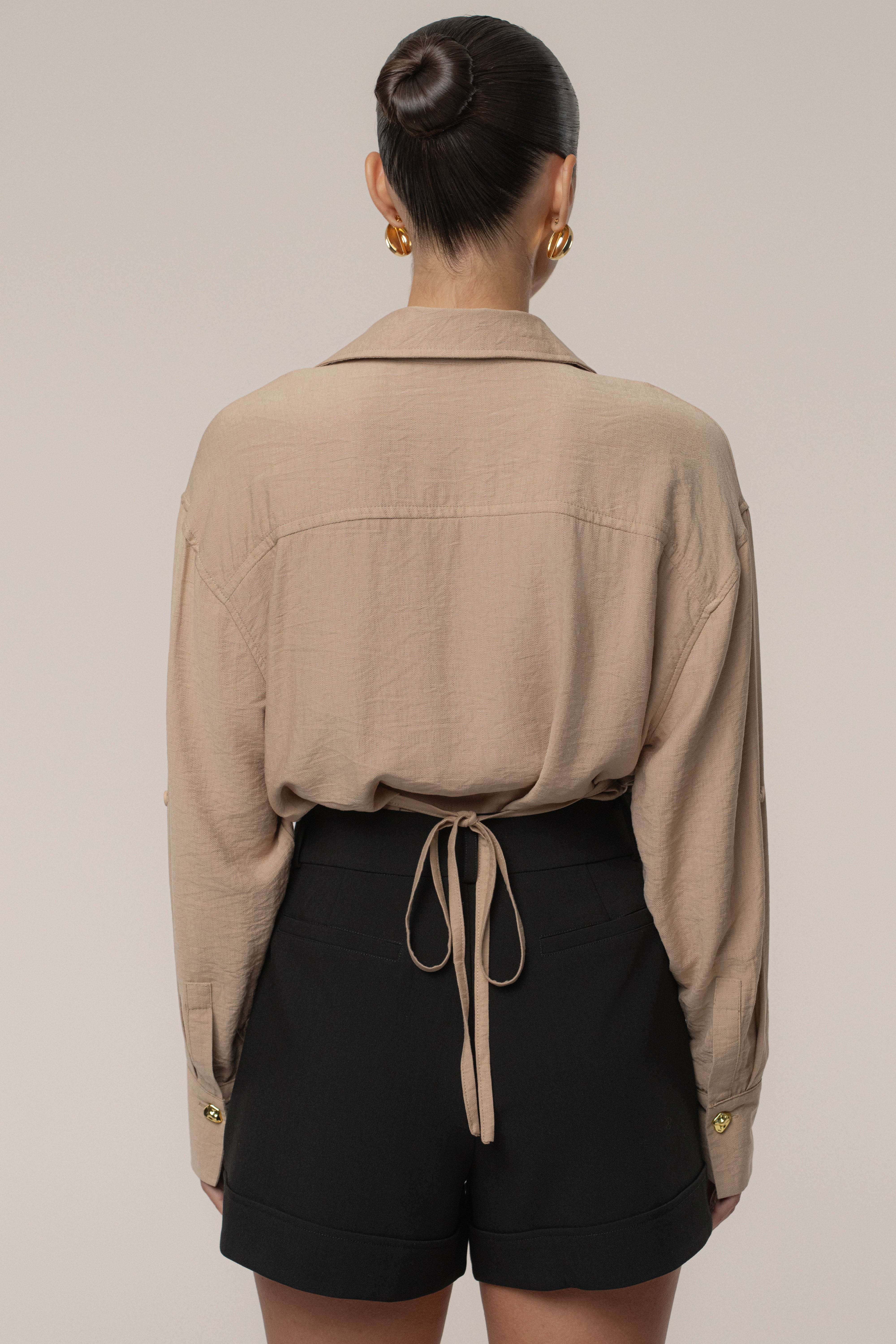 Tan Drift Collared Cargo Top - Image 5
