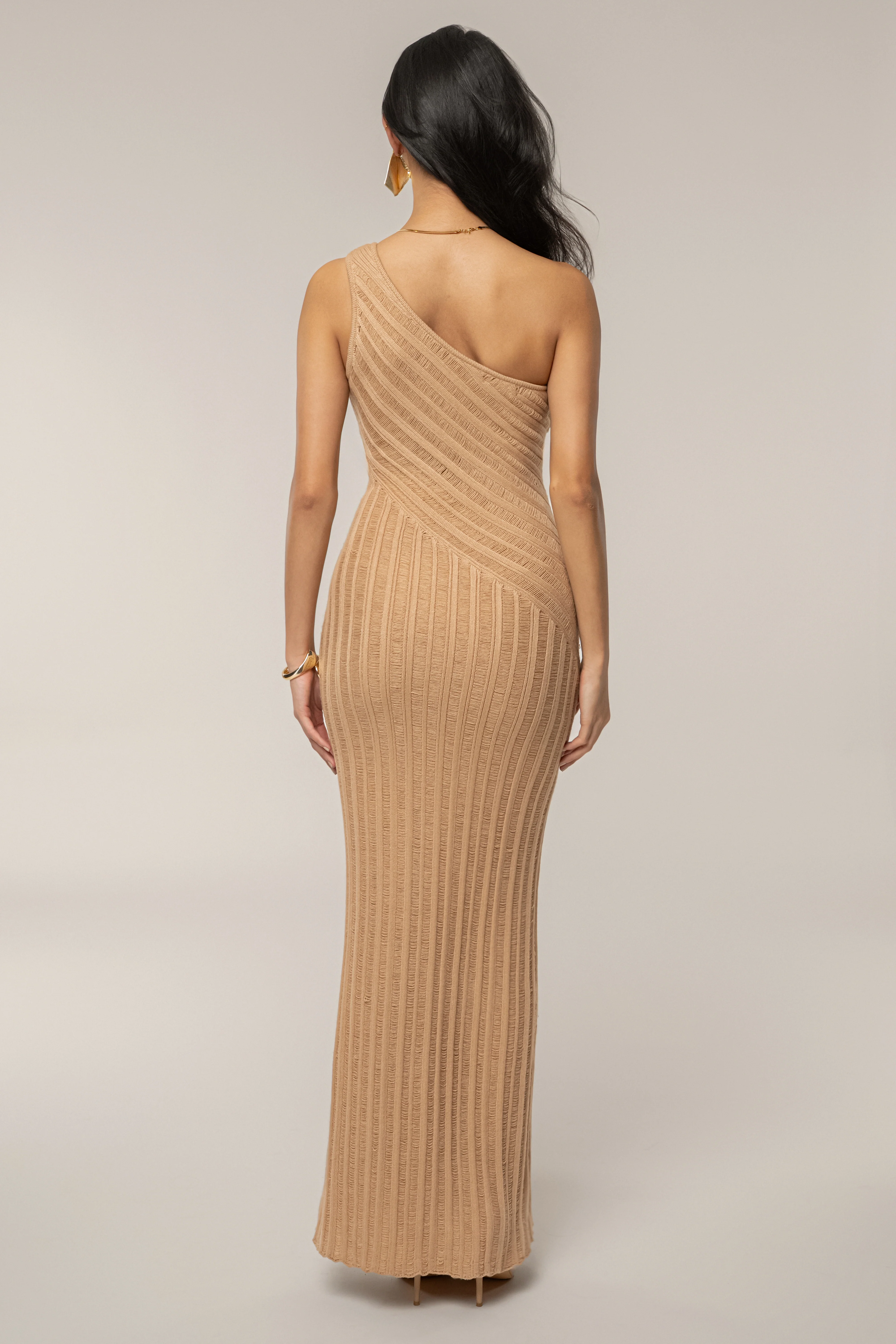 Tan Fringe Knit Maxi Dress - Image 6