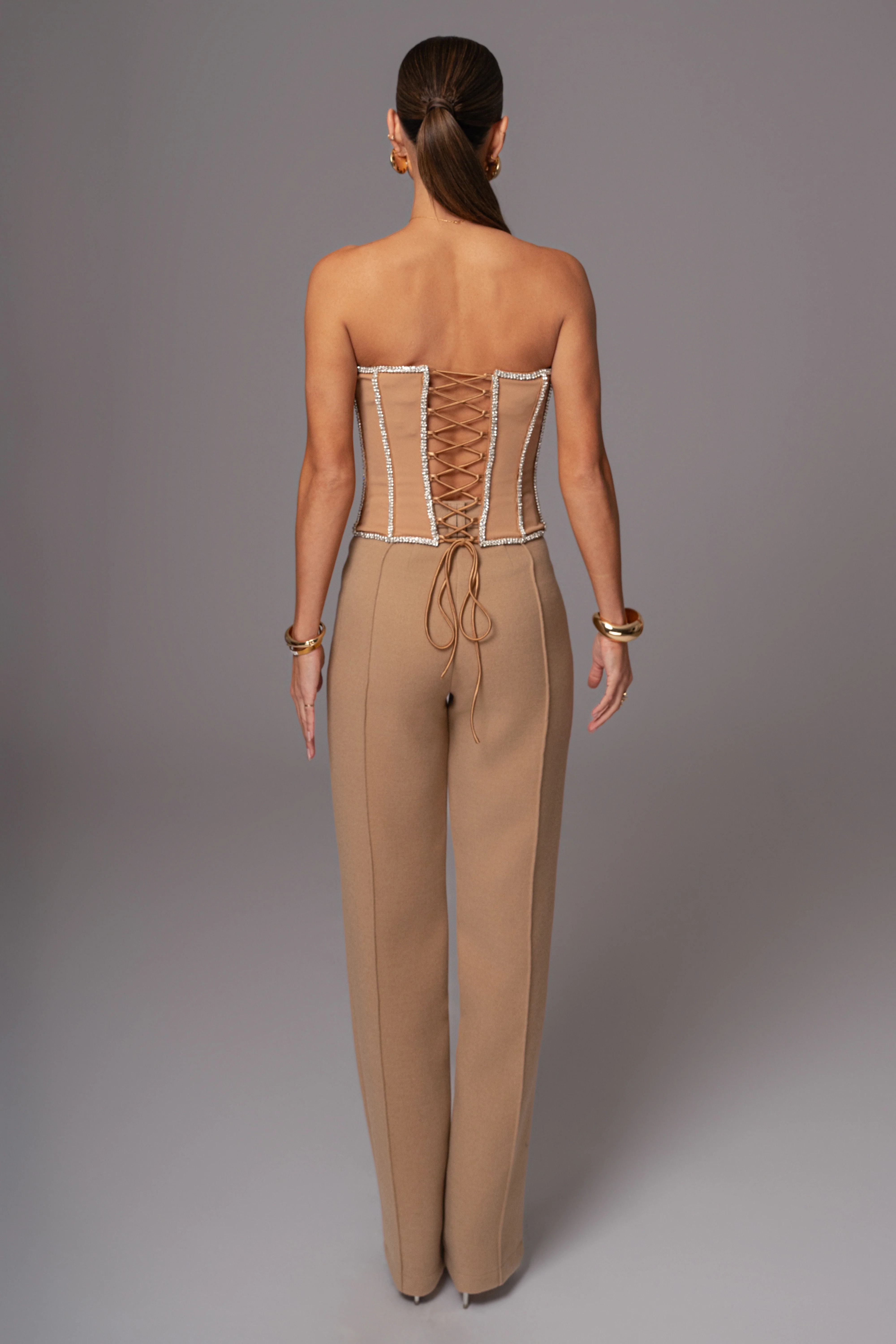 Tan Illusions Rhinestone Corset - Image 12