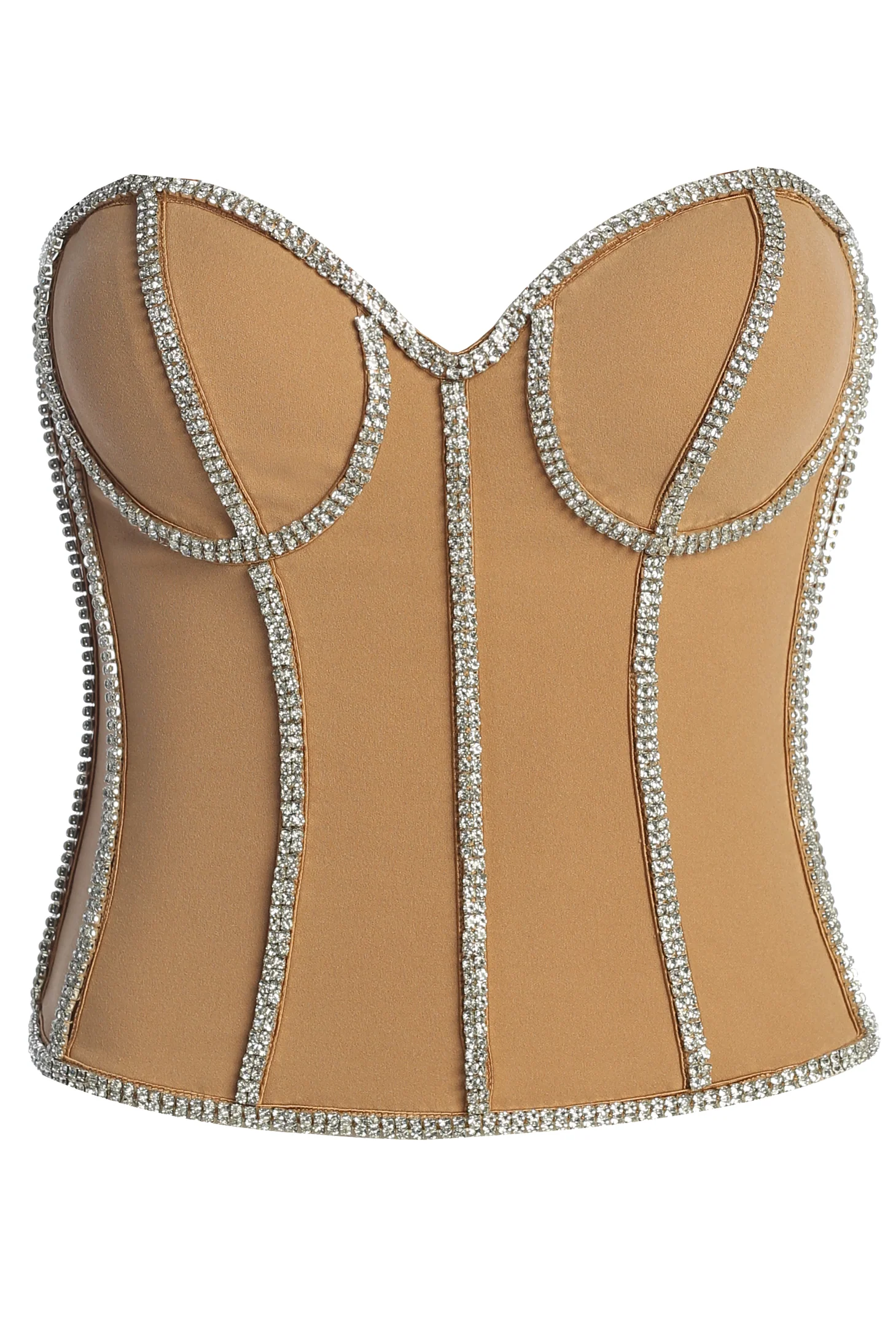 Tan Illusions Rhinestone Corset - Image 6