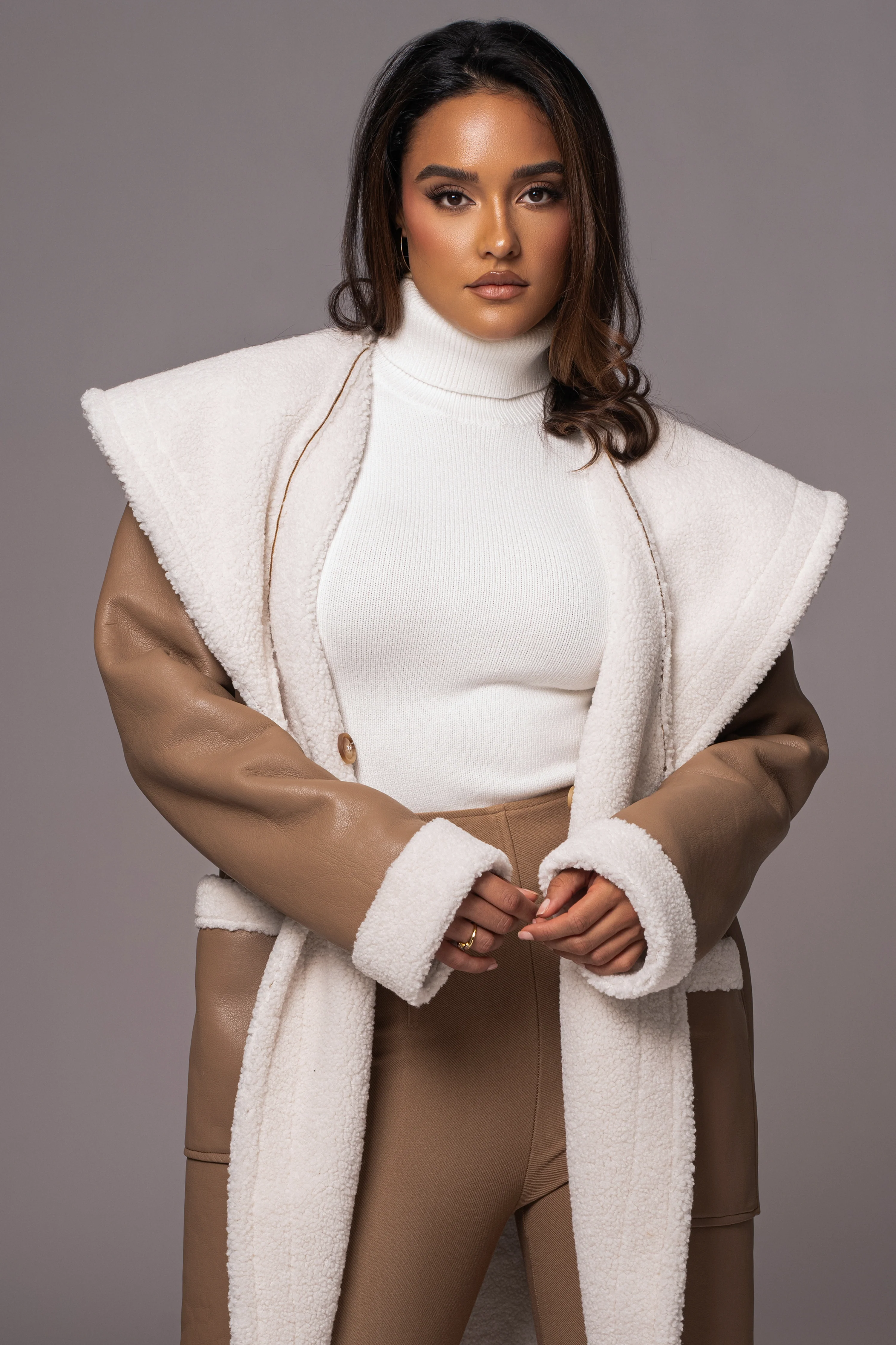 Tan Jaida Reversible Teddy Coat - Image 10