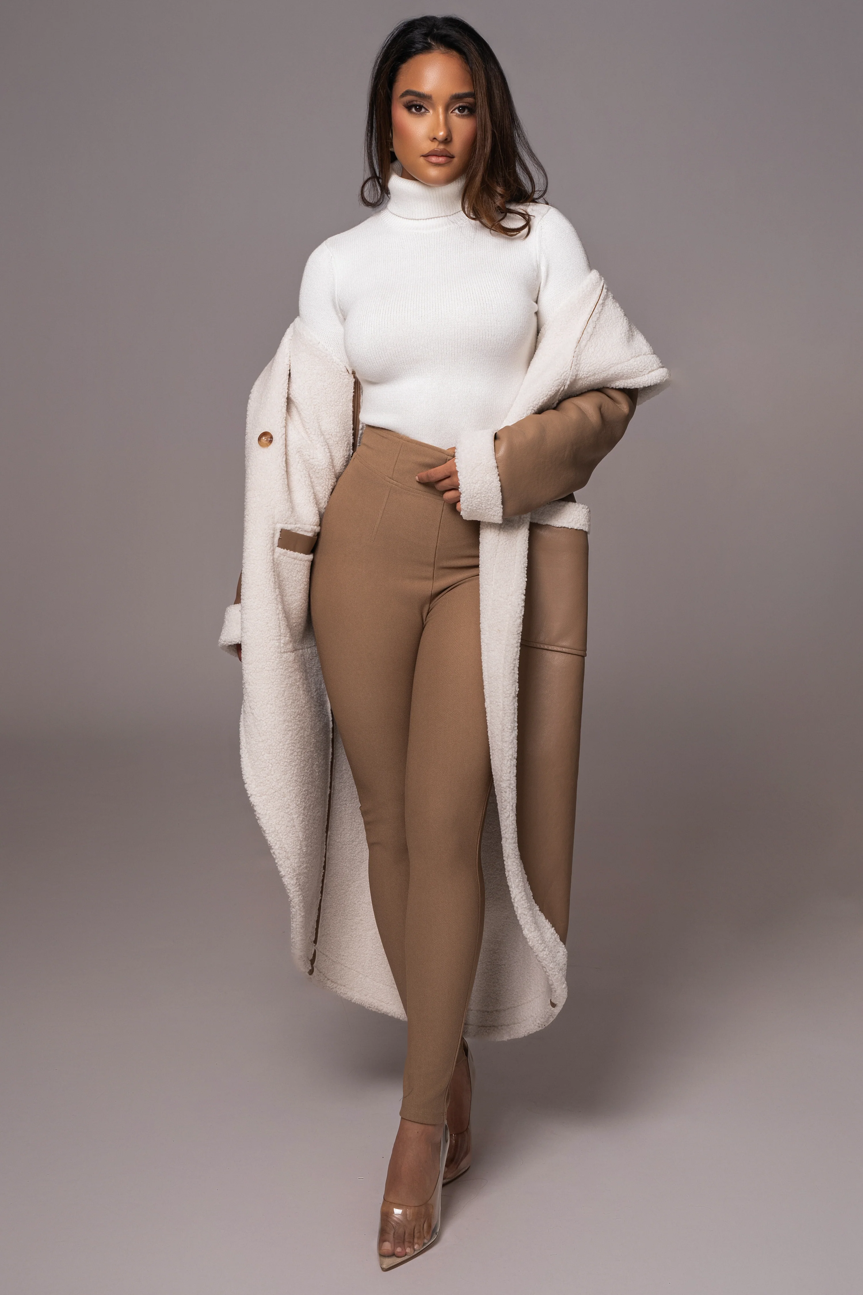Tan Jaida Reversible Teddy Coat - Image 13
