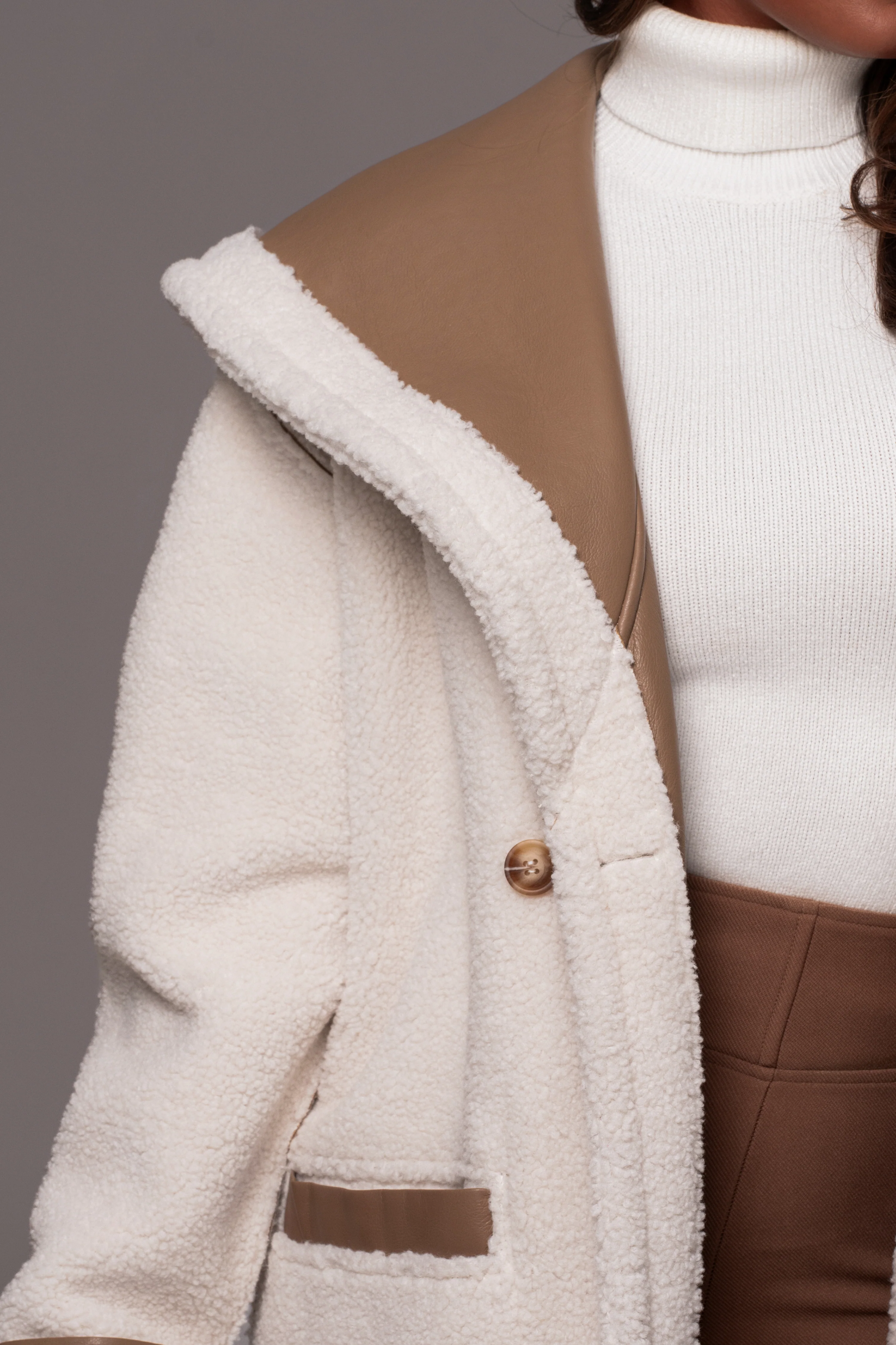 Tan Jaida Reversible Teddy Coat - Image 20