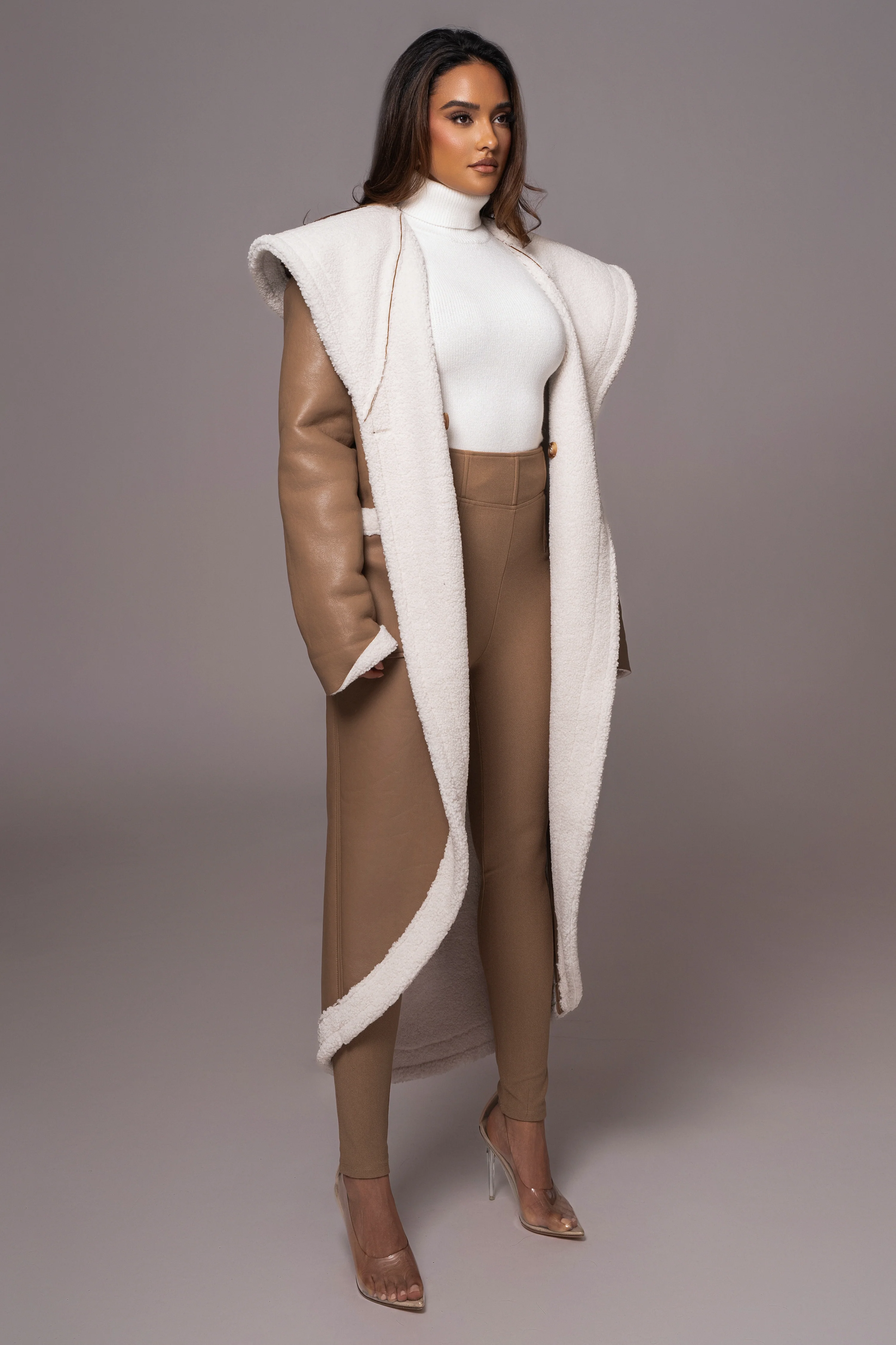 Tan Jaida Reversible Teddy Coat - Image 21