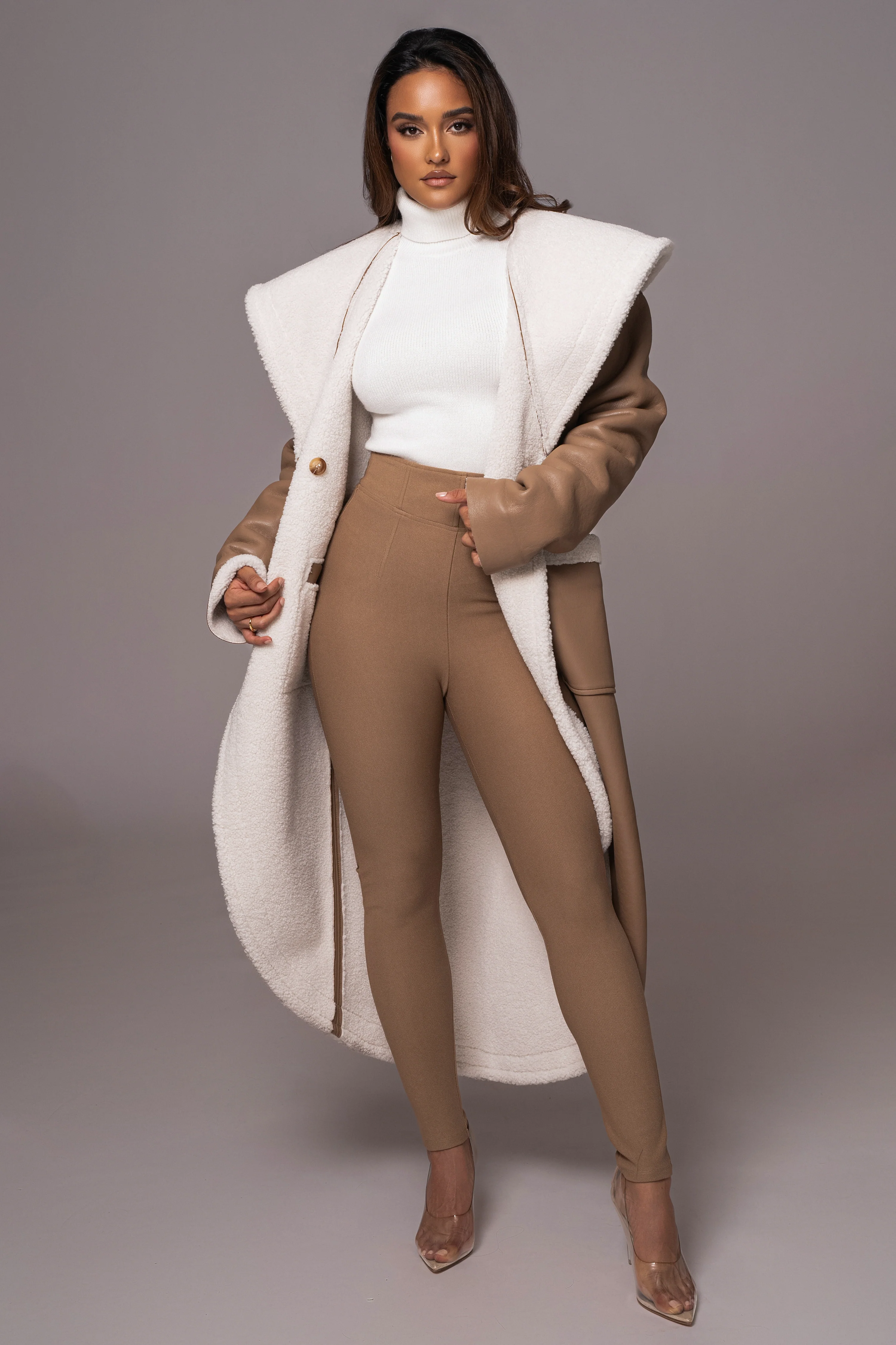 Tan Jaida Reversible Teddy Coat - Image 7