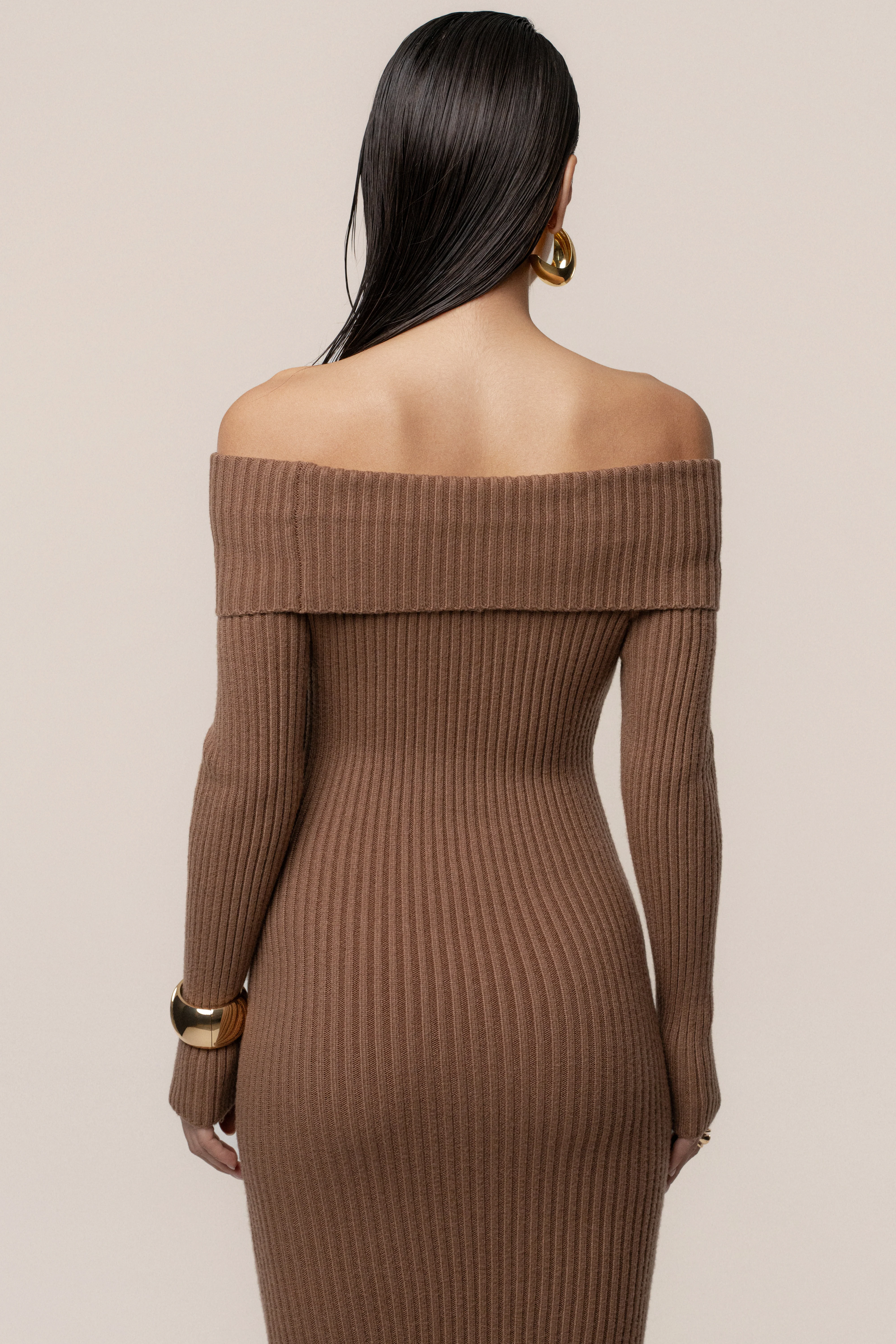 Tan Kira Ribbed Midi Dress - Image 12