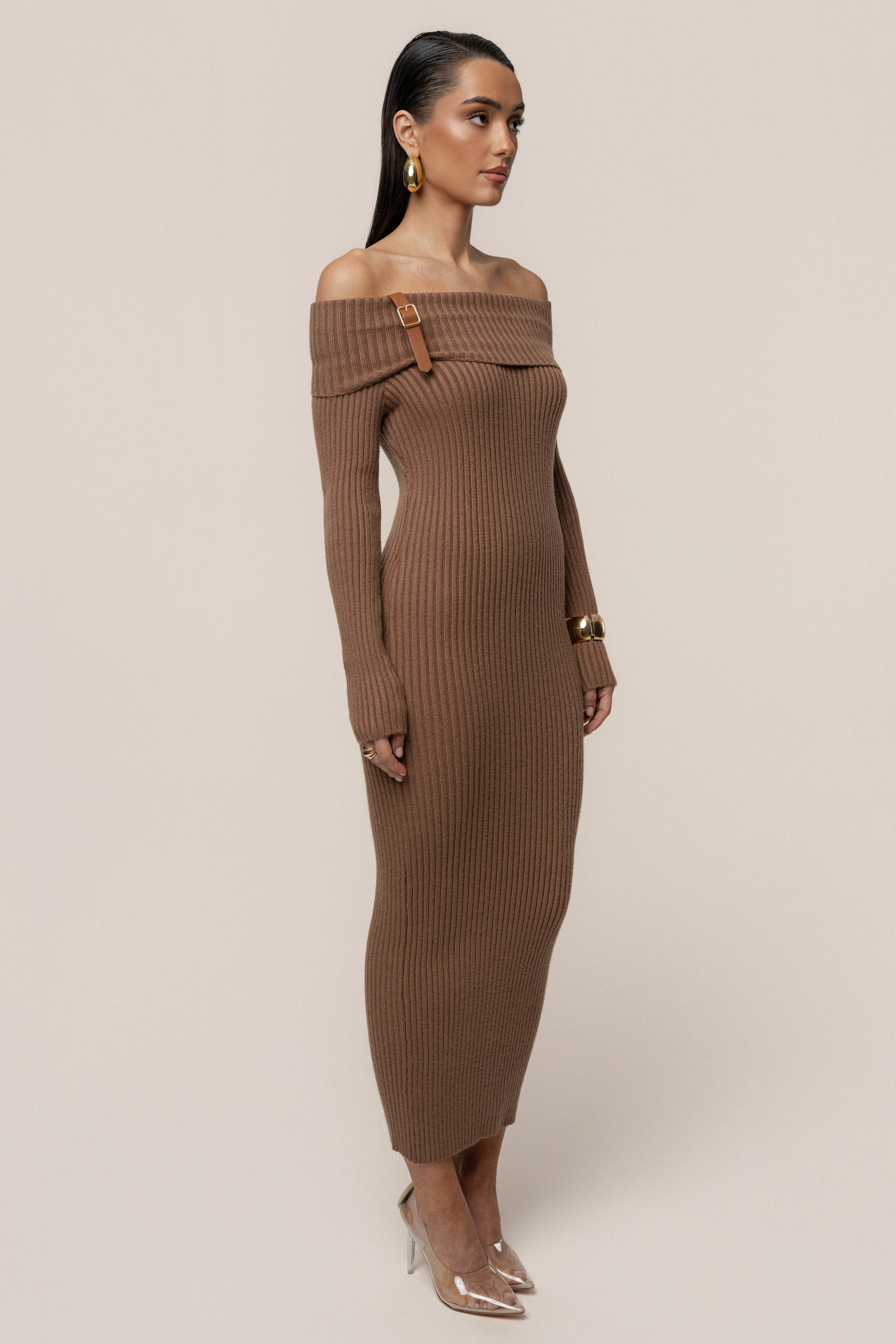Tan Kira Ribbed Midi Dress - Image 5
