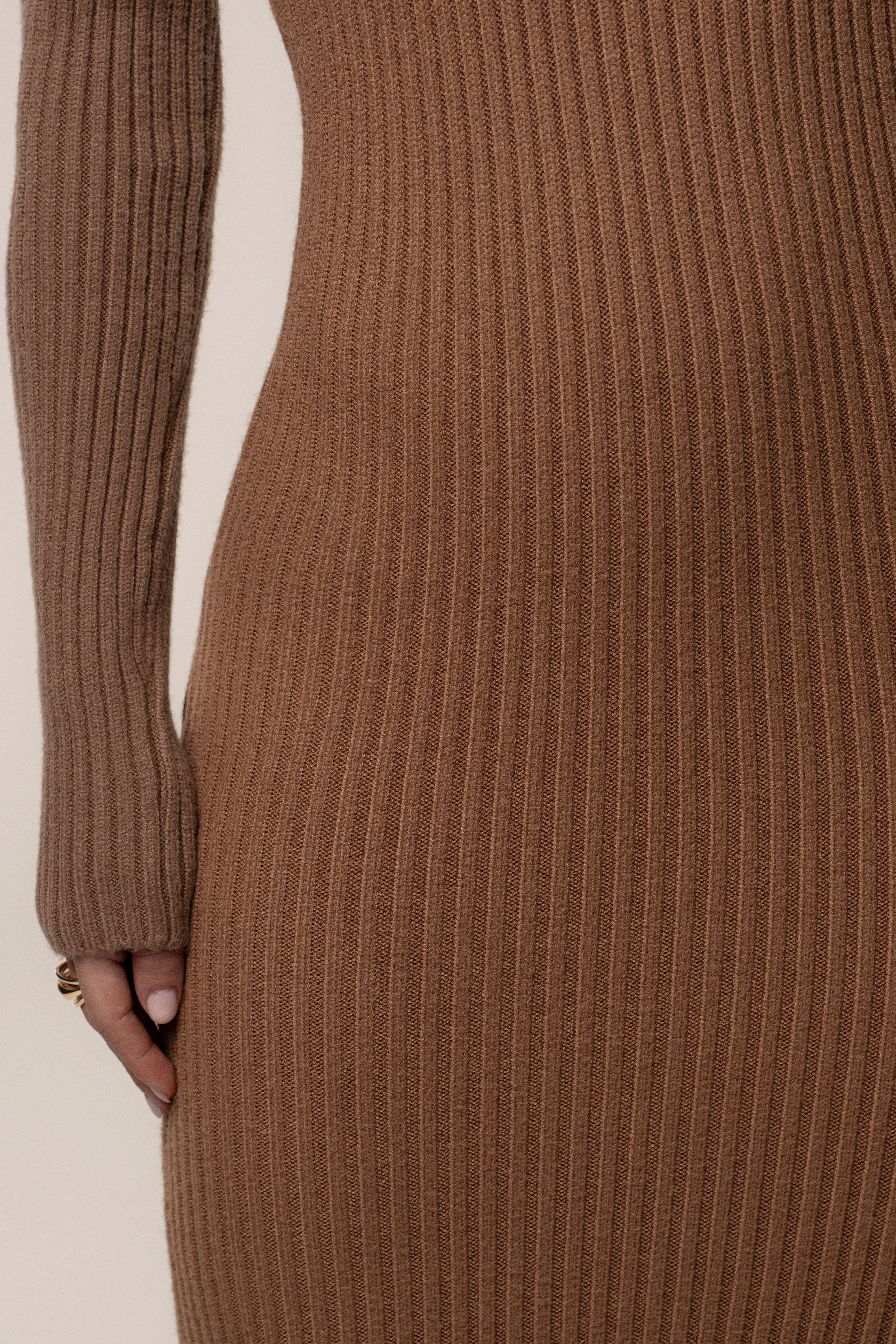 Tan Kira Ribbed Midi Dress - Image 7