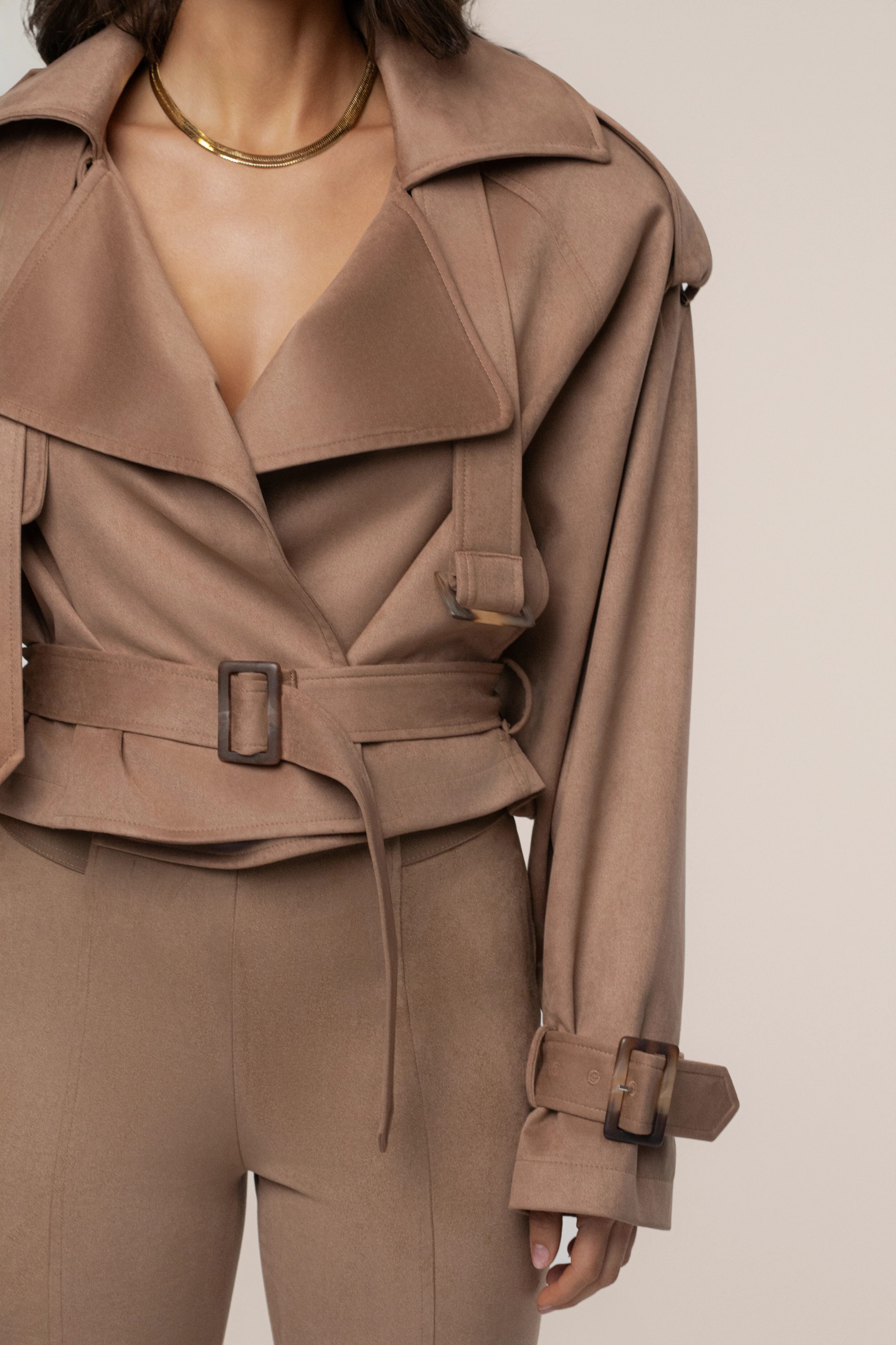 Tan Latte Cropped Jacket - Image 15
