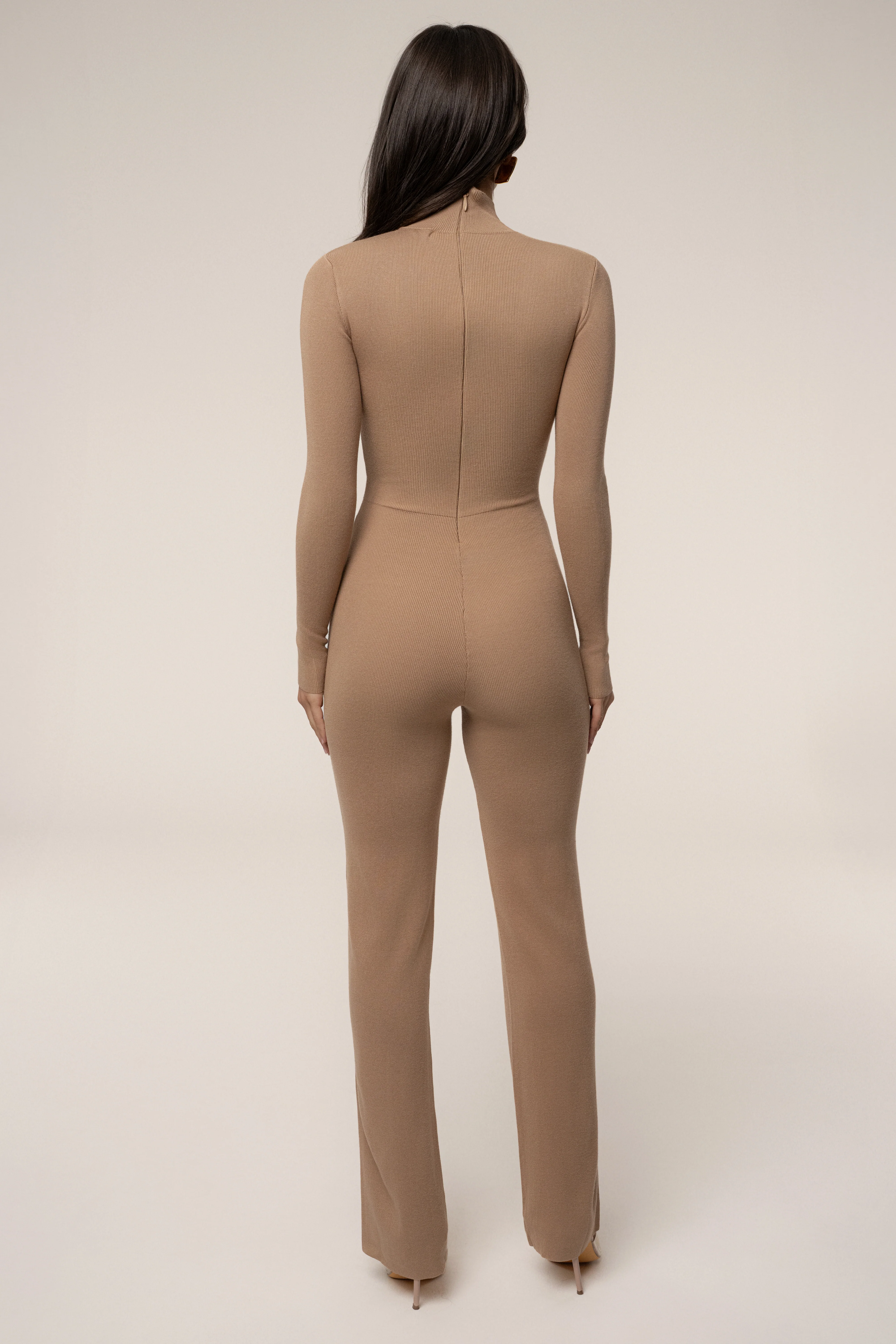 Tan Noel Sweater Knit Jumpsuit - Image 6